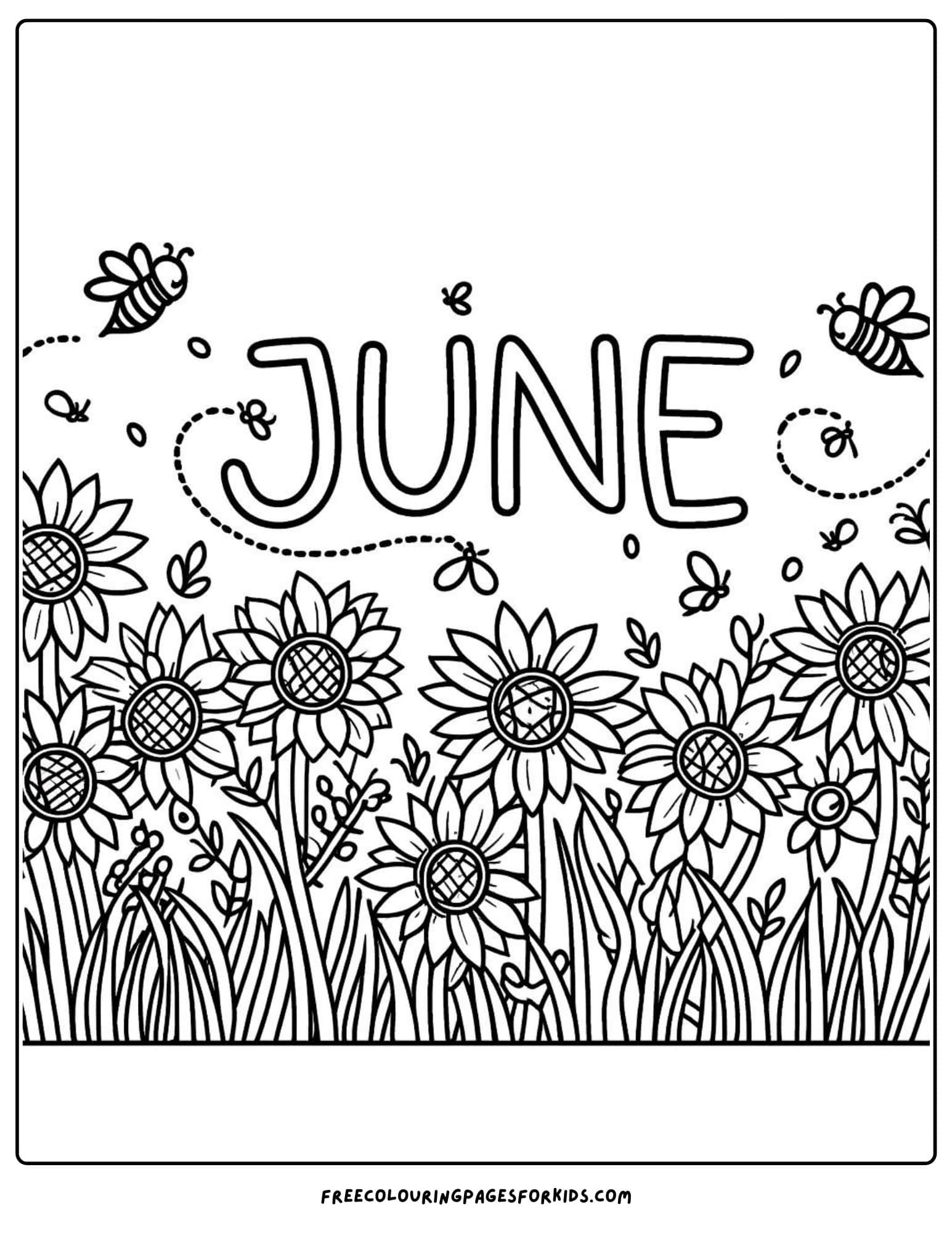 june sunflower garden coloring page