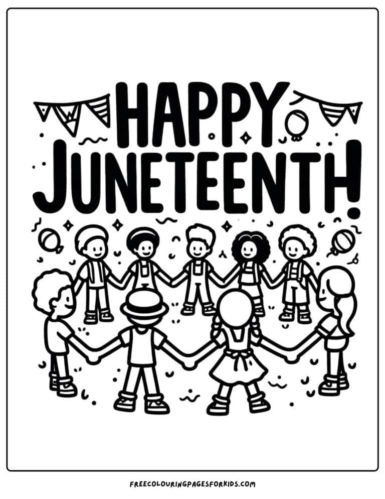 14 Juneteenth Coloring Pages - Juneteenth Celebration Scene Coloring Page 768x994
