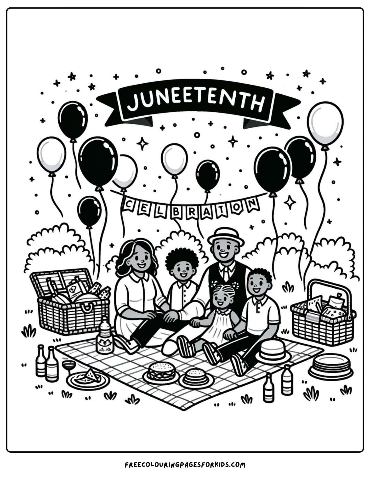 juneteenth picnic coloring page