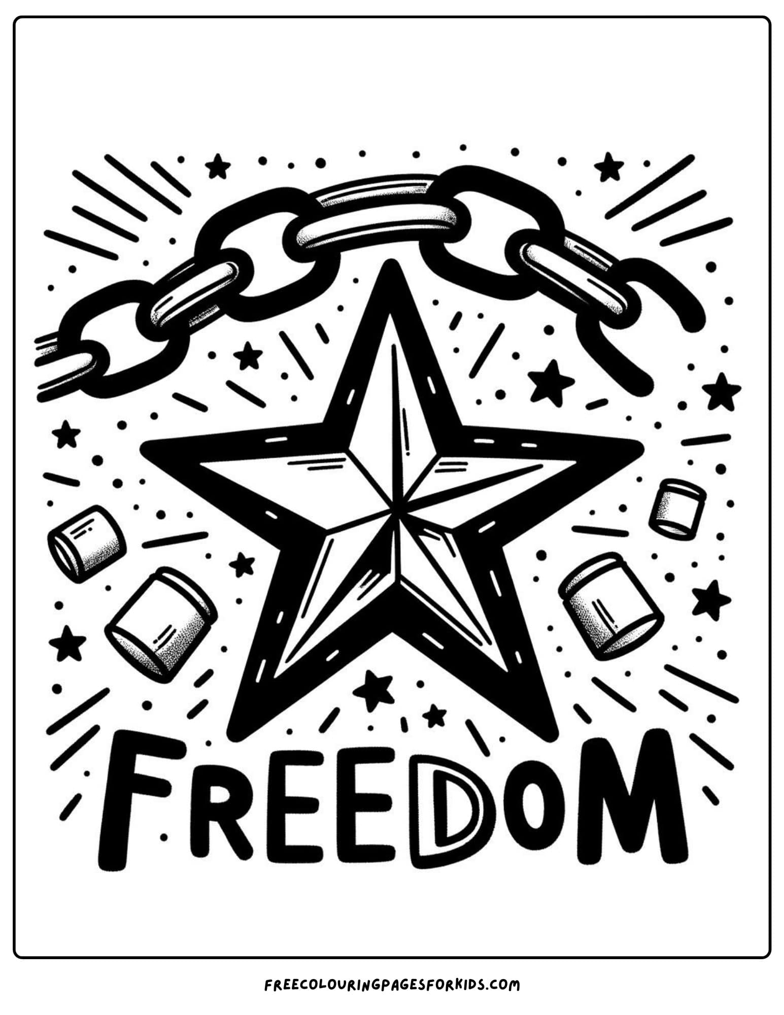 juneteenth star and chains coloring page