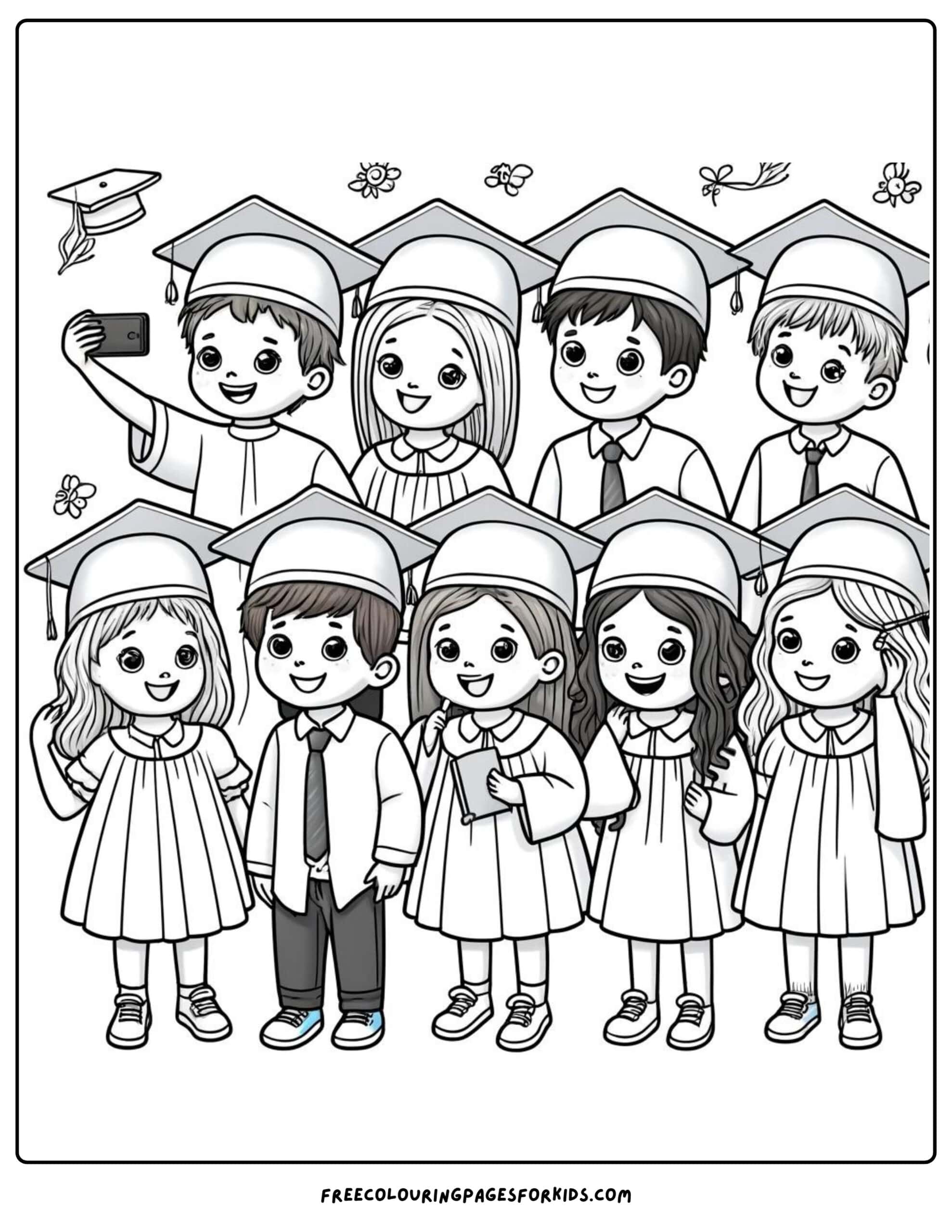 kindergarten graduation day selfie coloring page