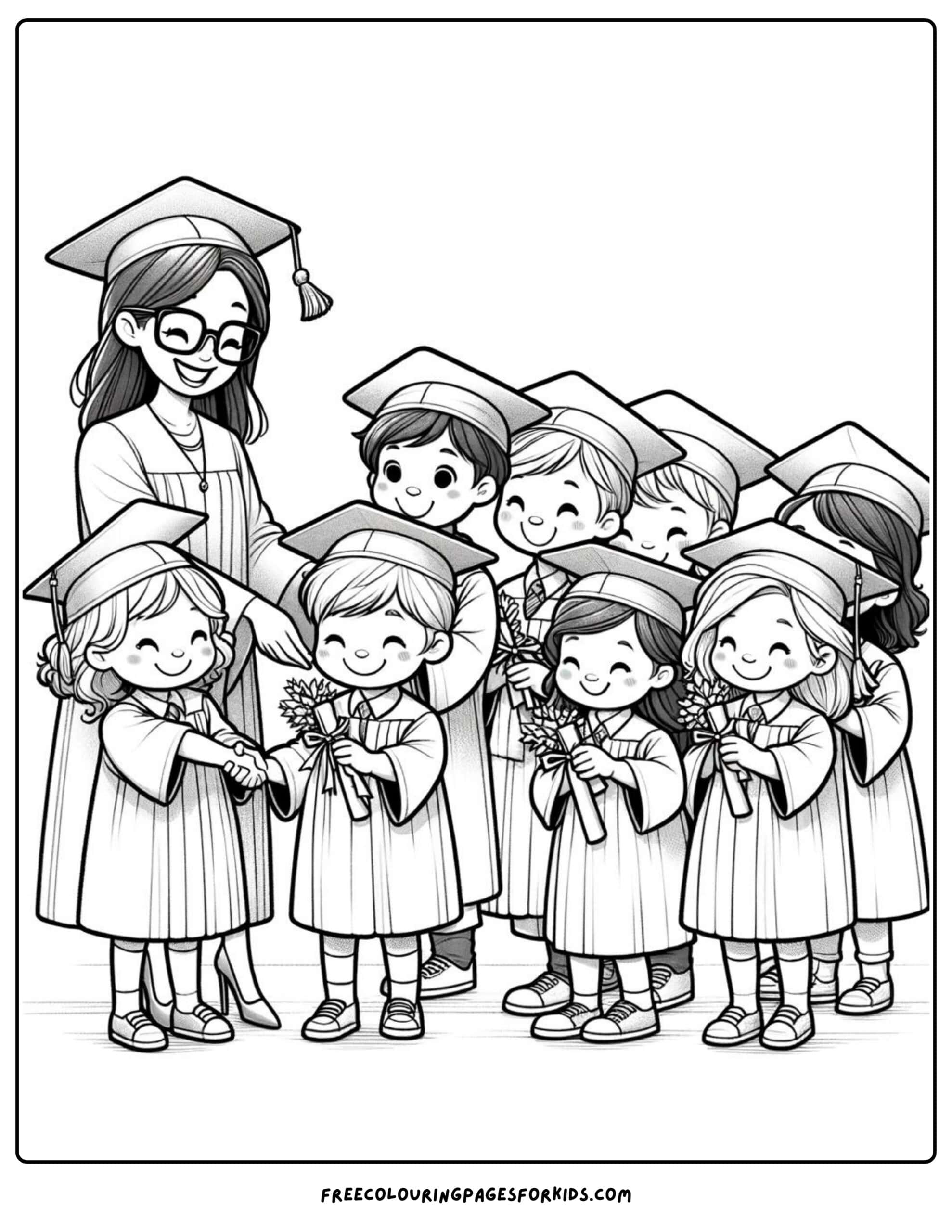 kindergarten graduation handing out diplomas coloring page