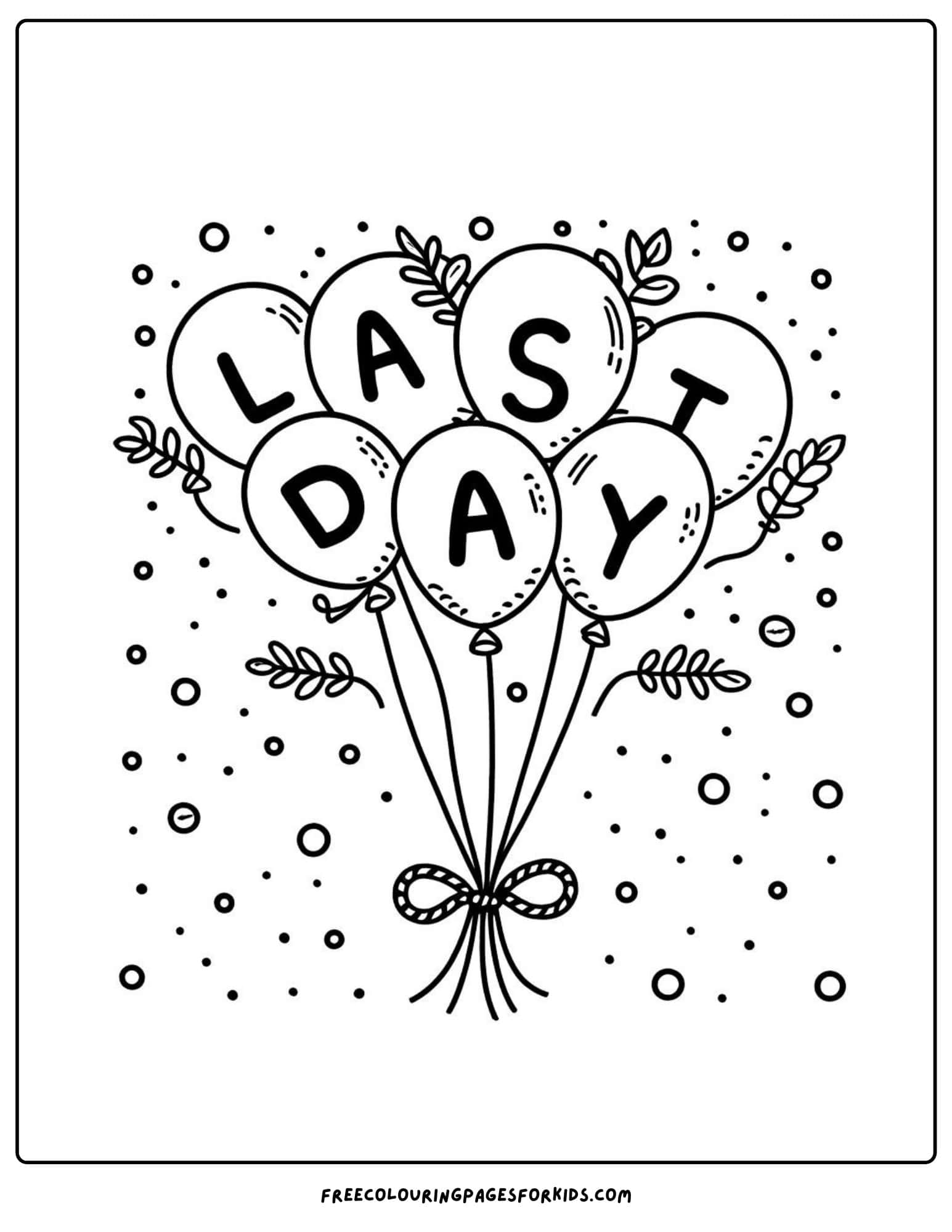 last day of school balloons coloring page