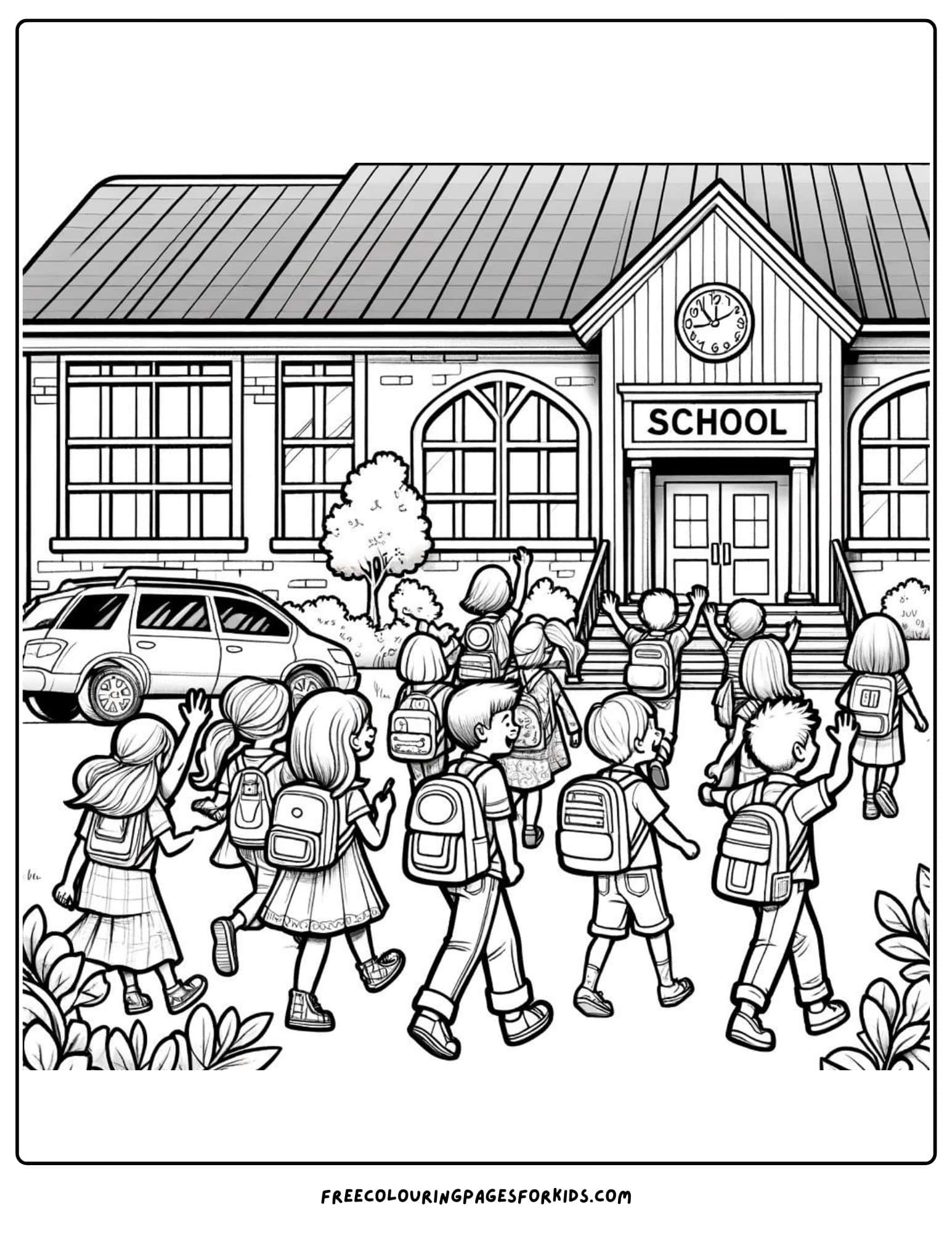 leaving school on the last day coloring page