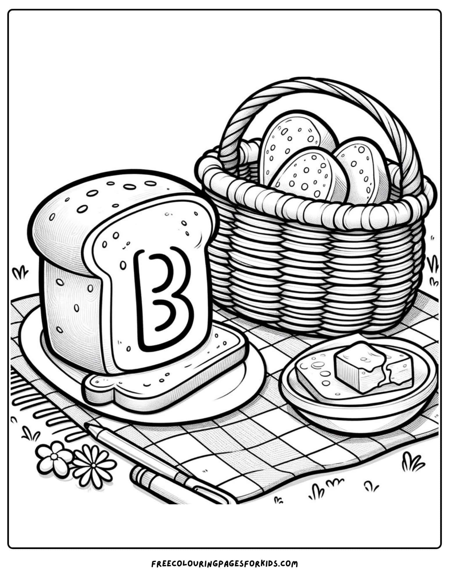 letter b bread and butter coloring page