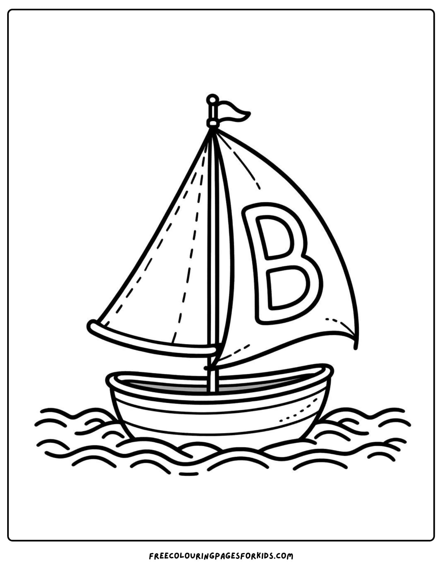 letter b sail boat coloring page