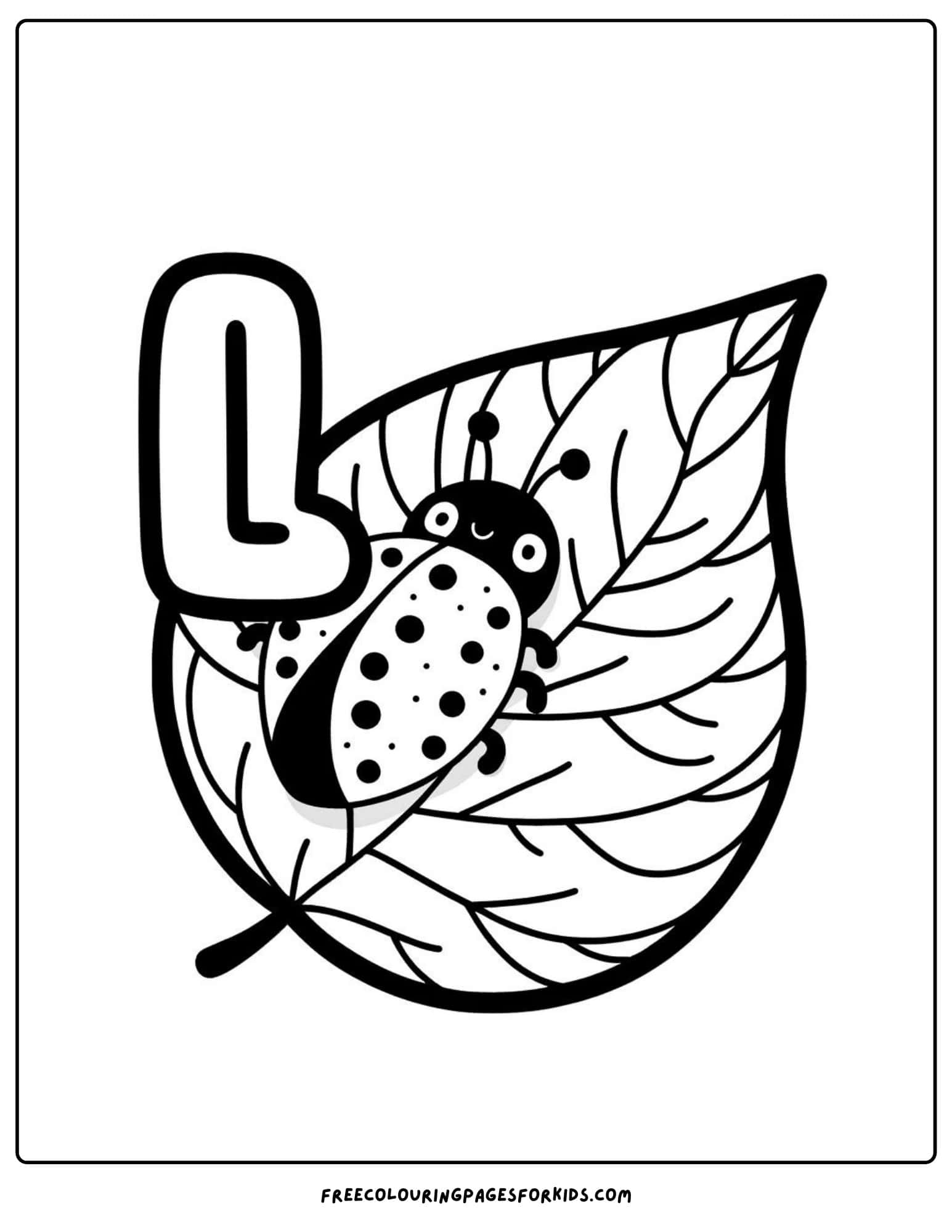 letter L for ladybug coloring page