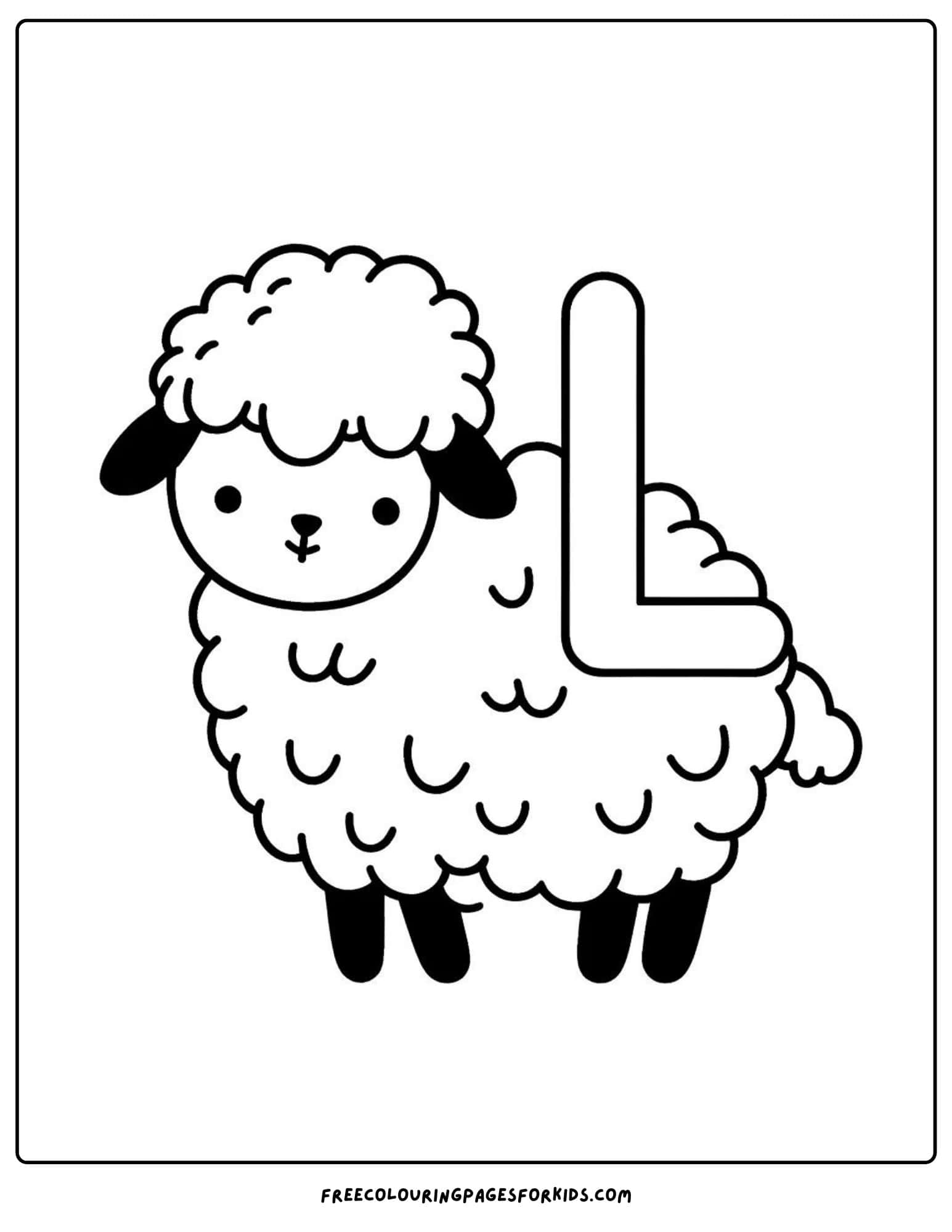 letter L for lamb coloring page