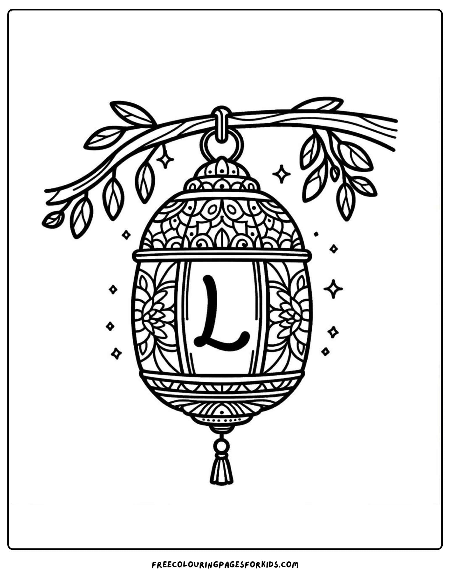 letter L for lantern coloring page