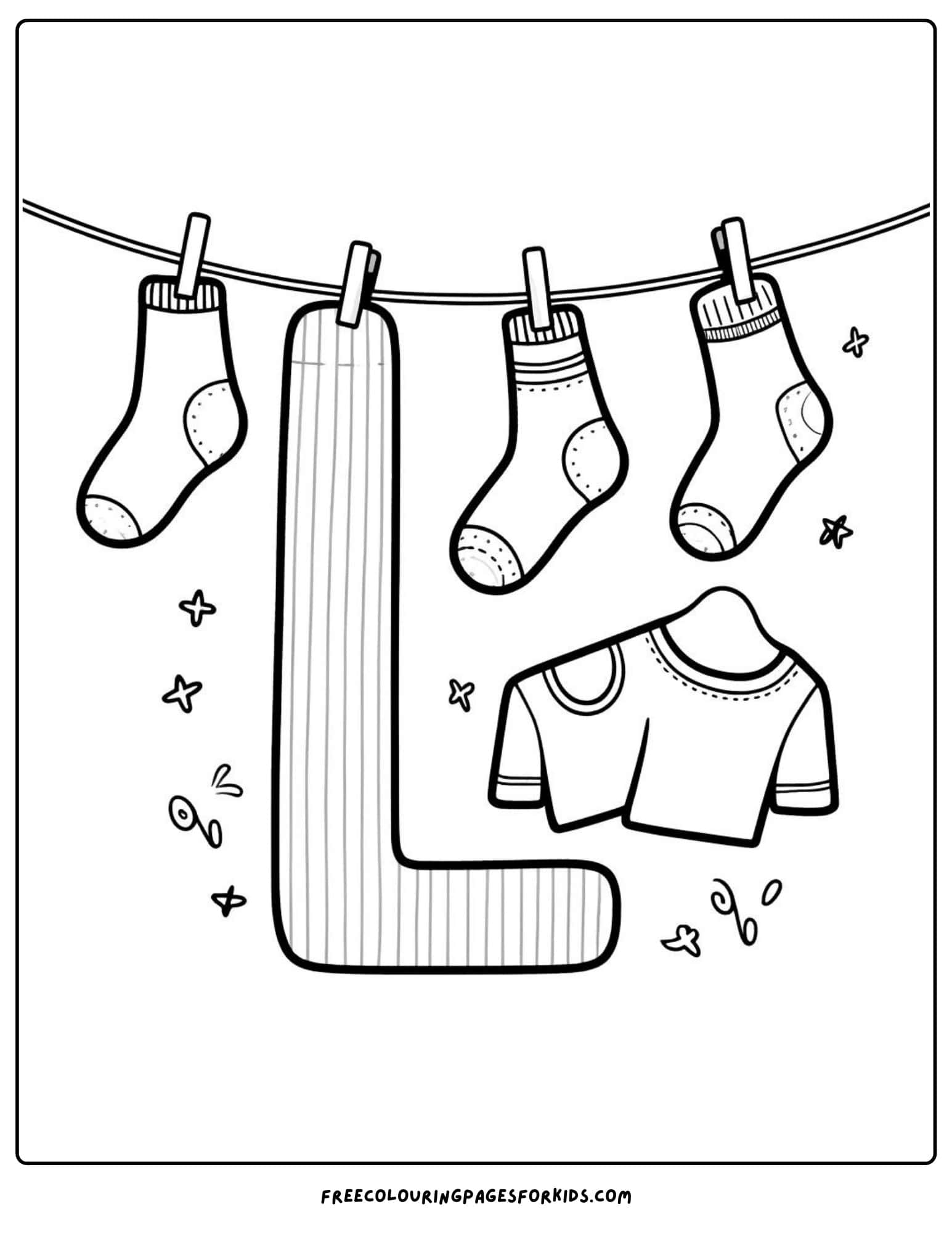 letter L for laundry coloring page