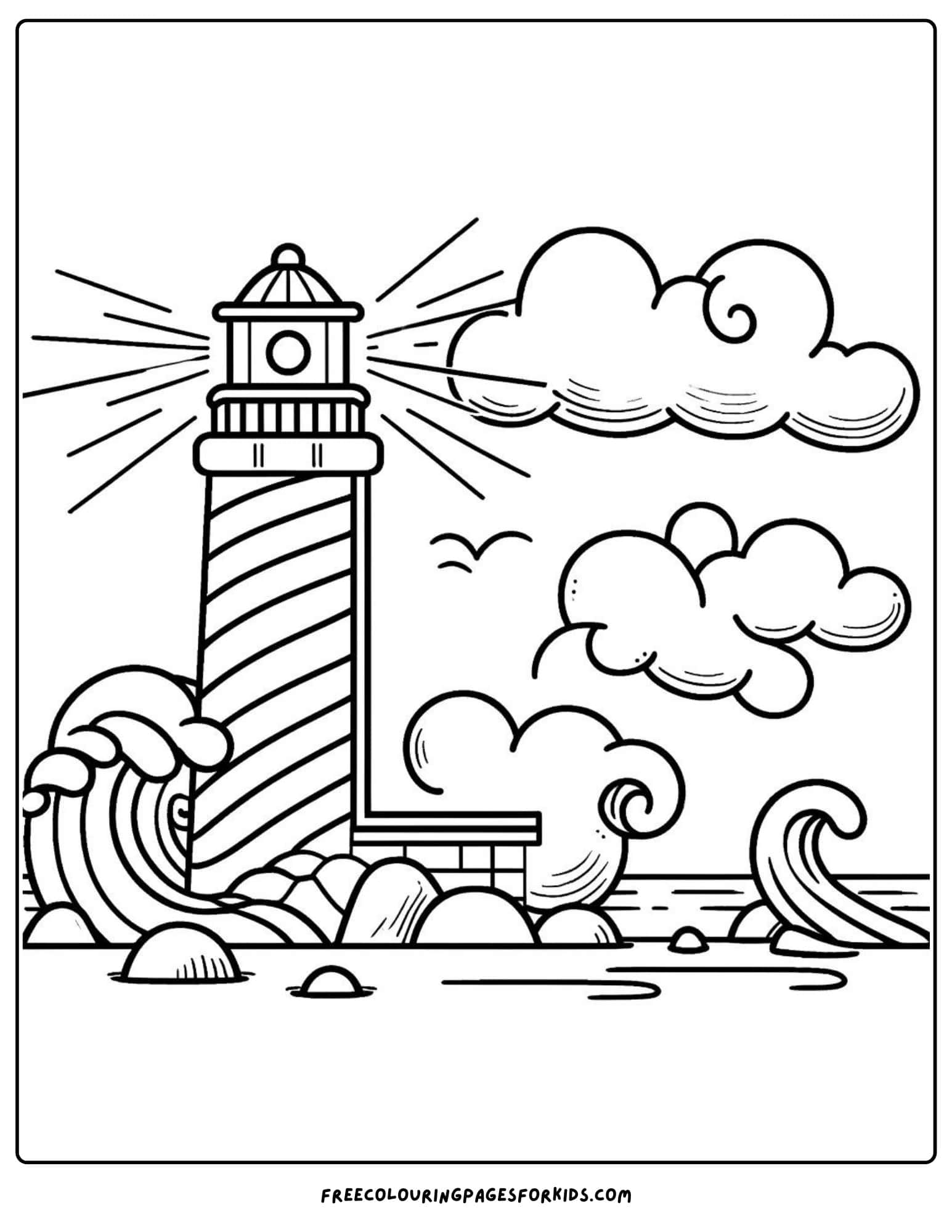 letter L for lighthouse coloring page