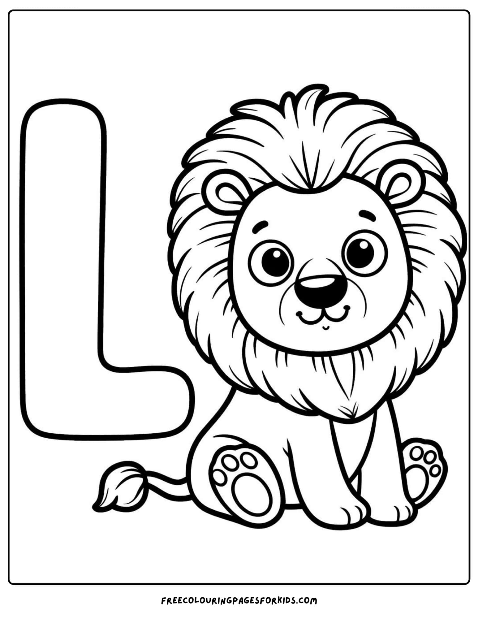 letter L for lion coloring page