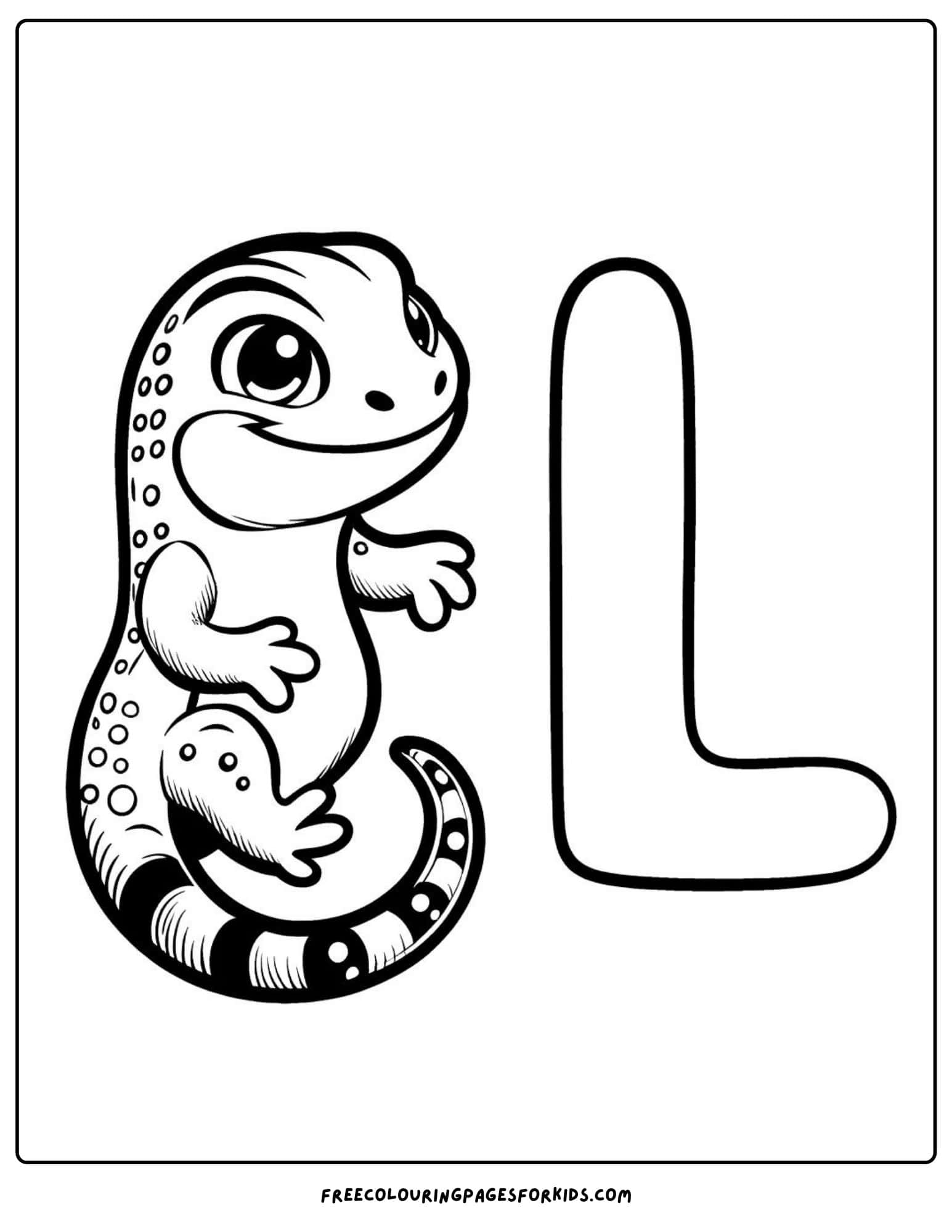 letter L for lizard coloring page