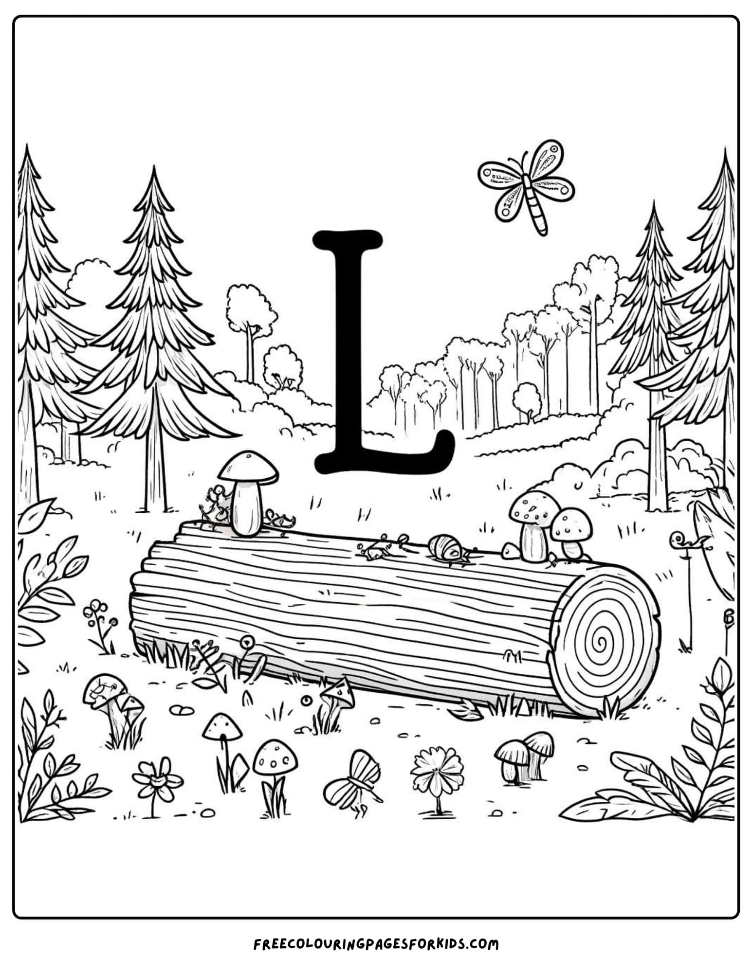 letter L for log coloring page