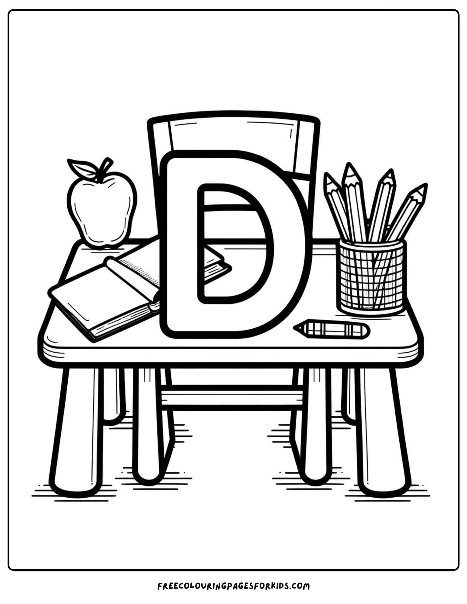 letter d desk coloring page