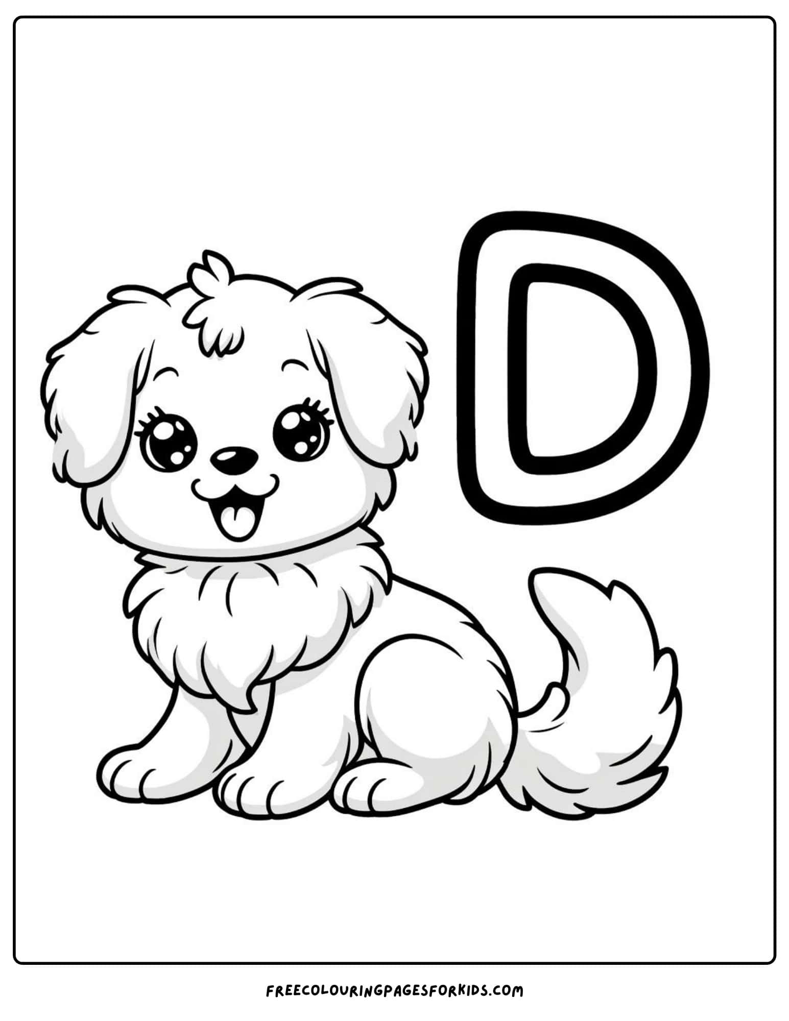 letter d dog coloring page