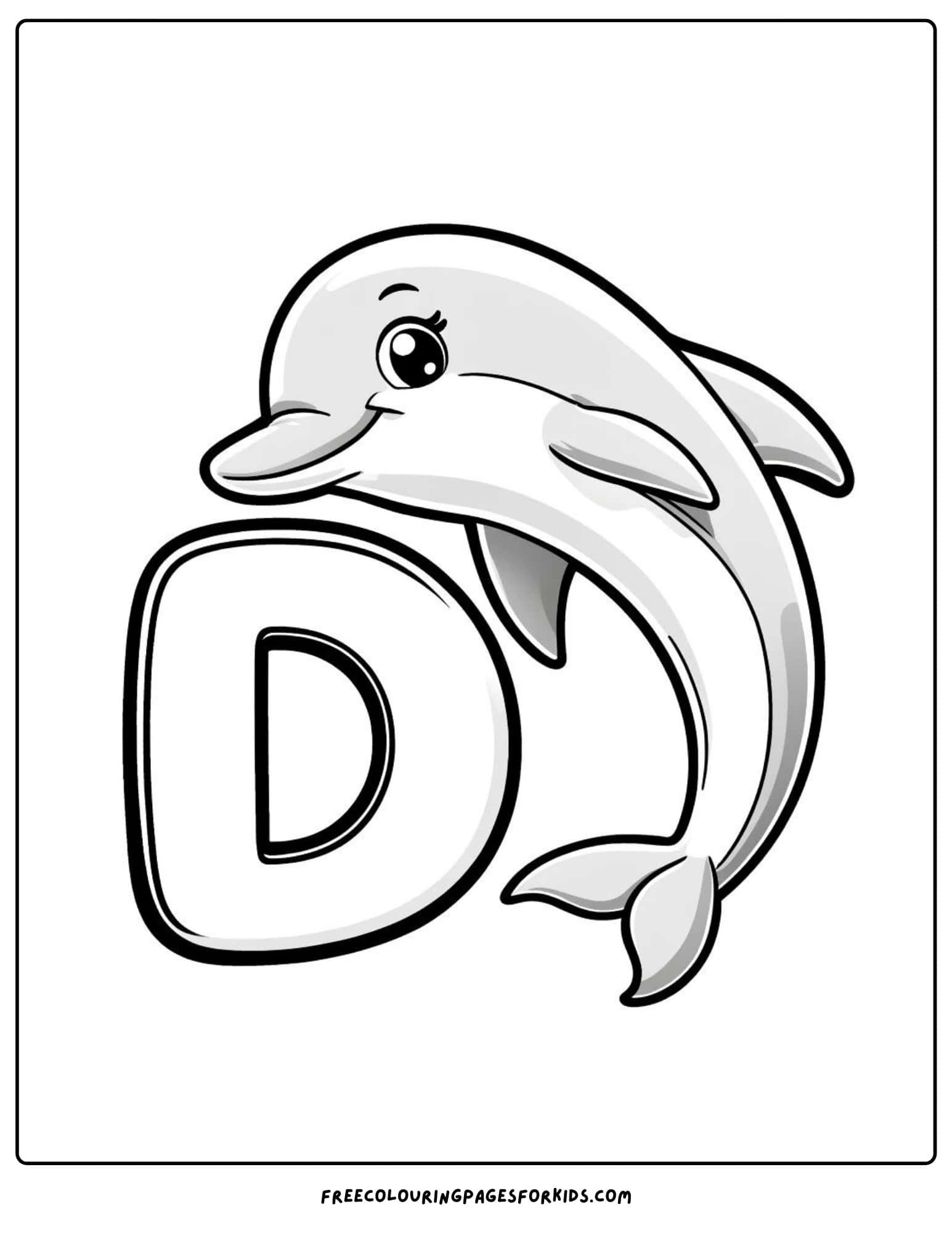 letter d dolphin coloring page