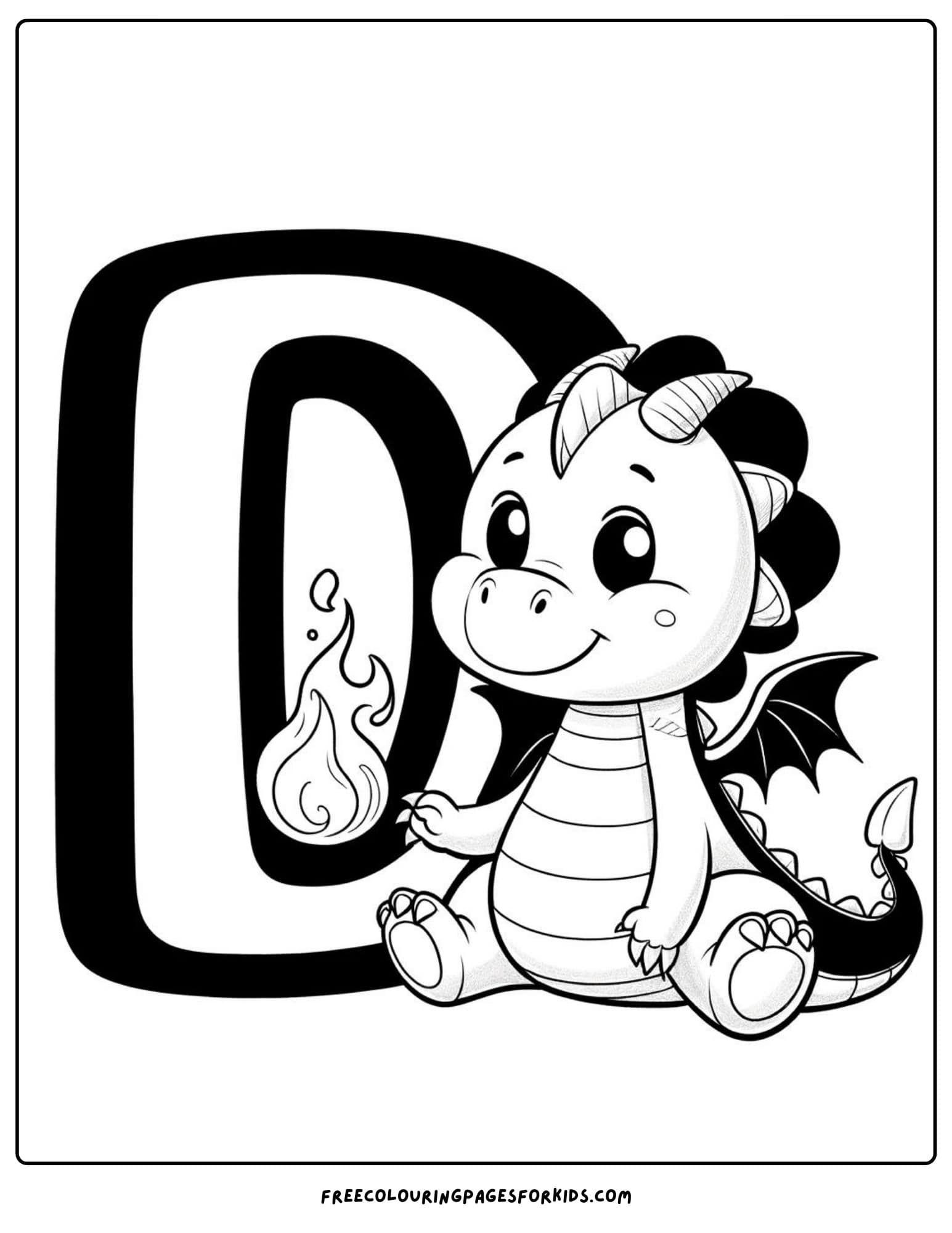 letter d dragon coloring page