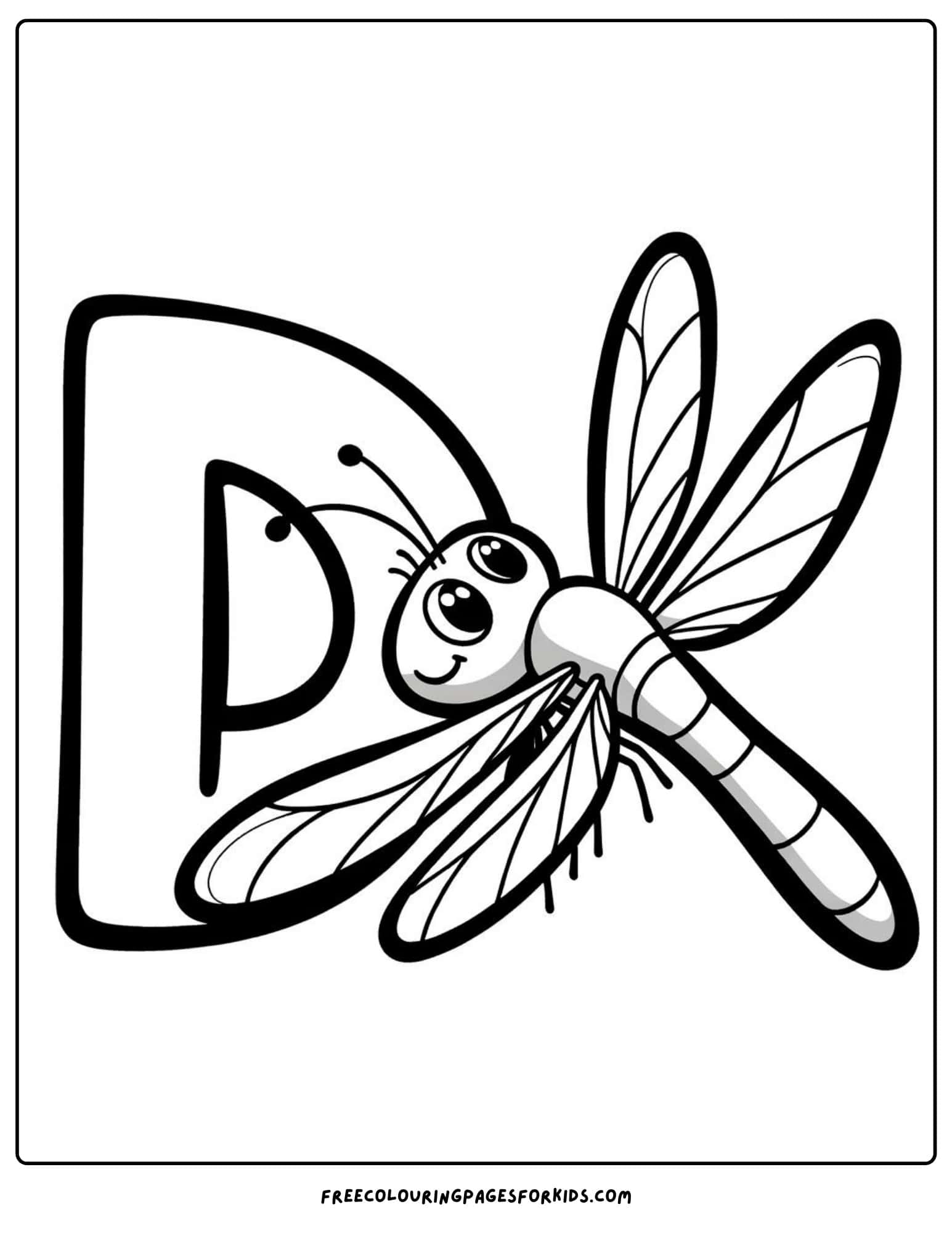 letter d dragonfly coloring page