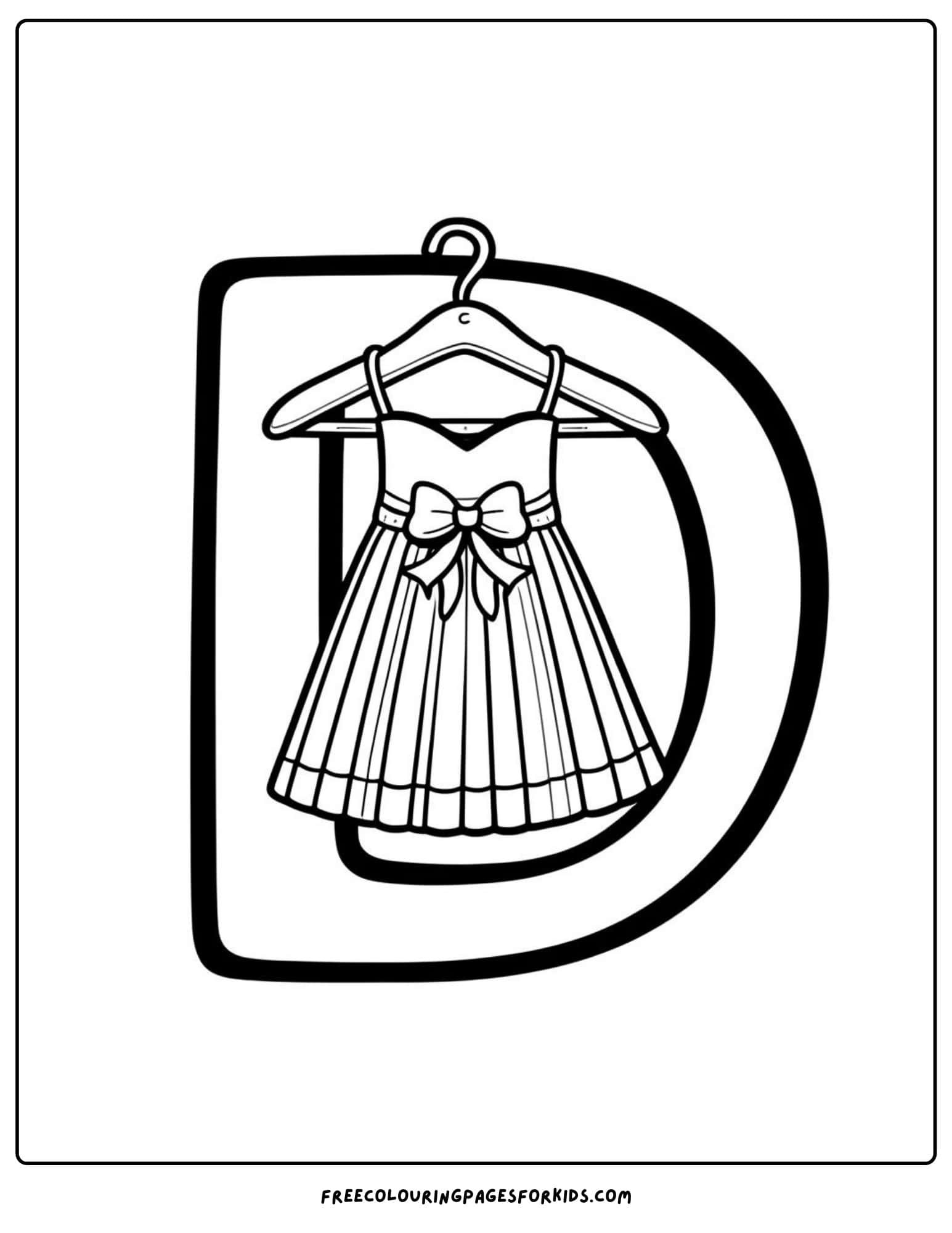 letter d dress coloring page