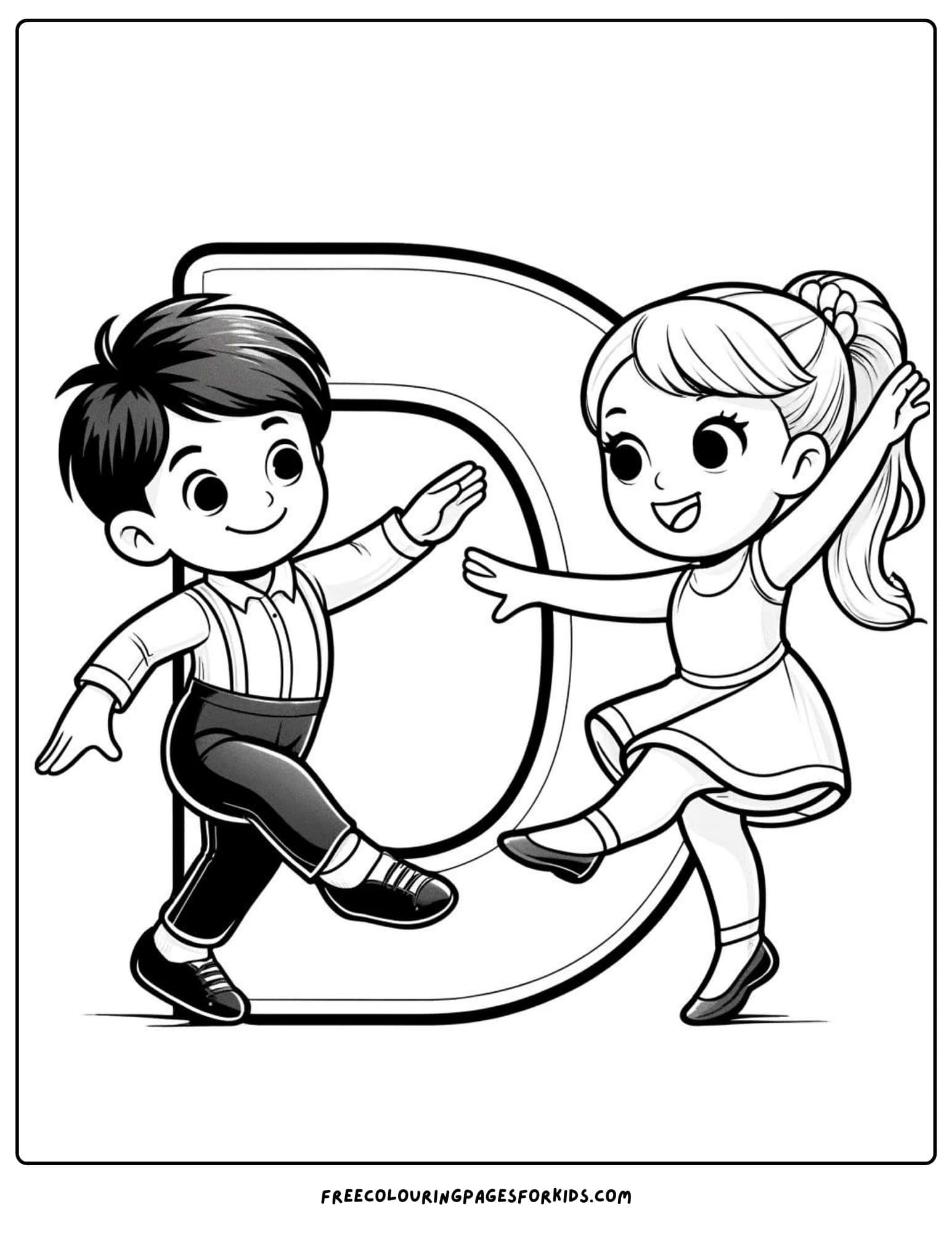 letter d dance coloring page