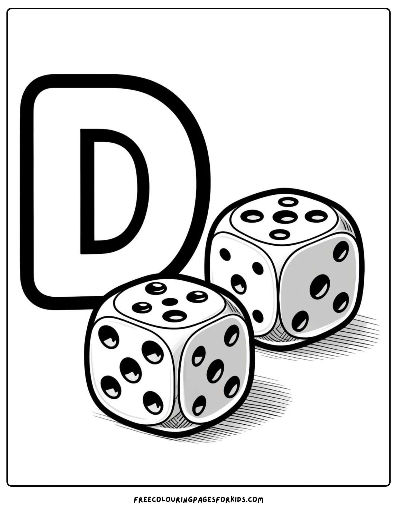 letter d dice coloring page