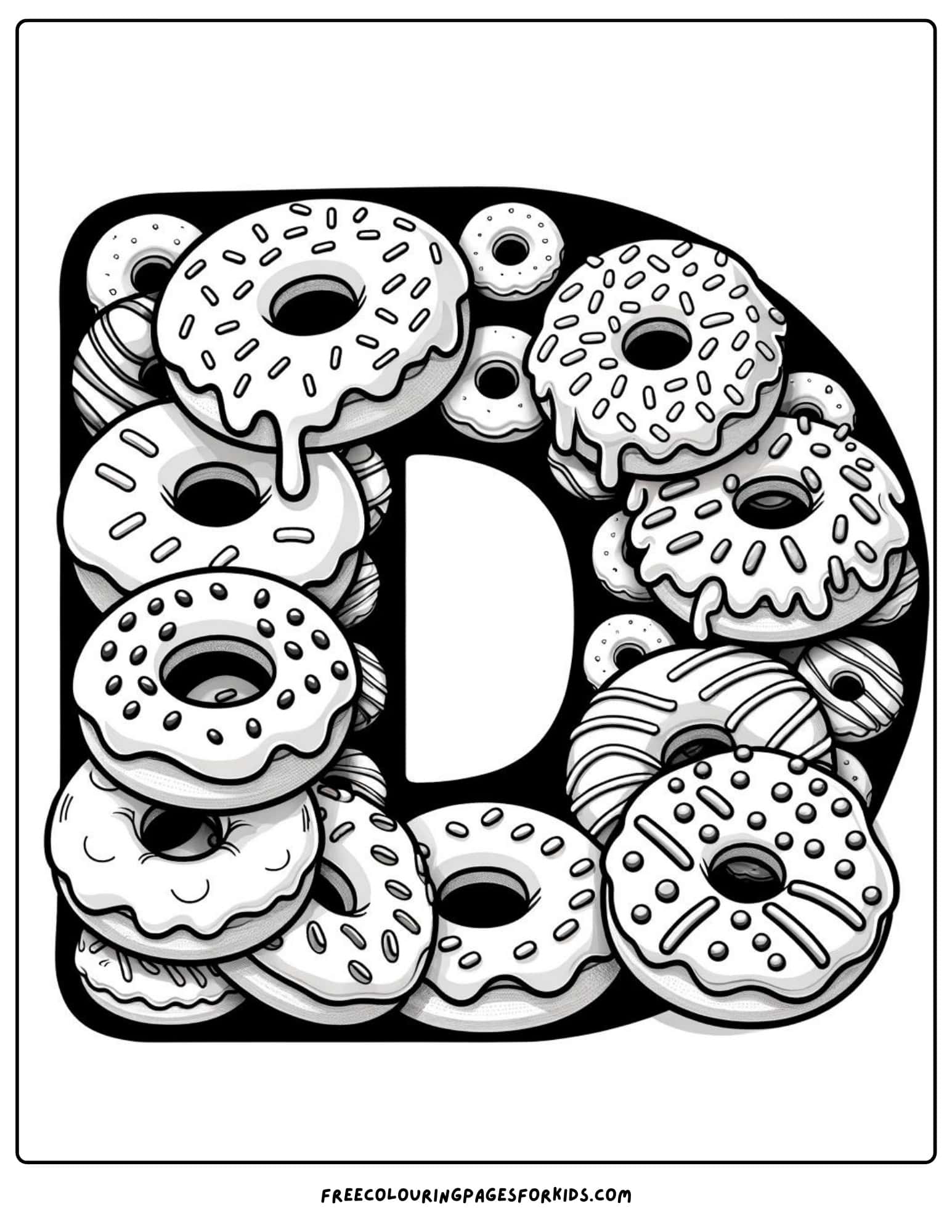 letter d donuts coloring page