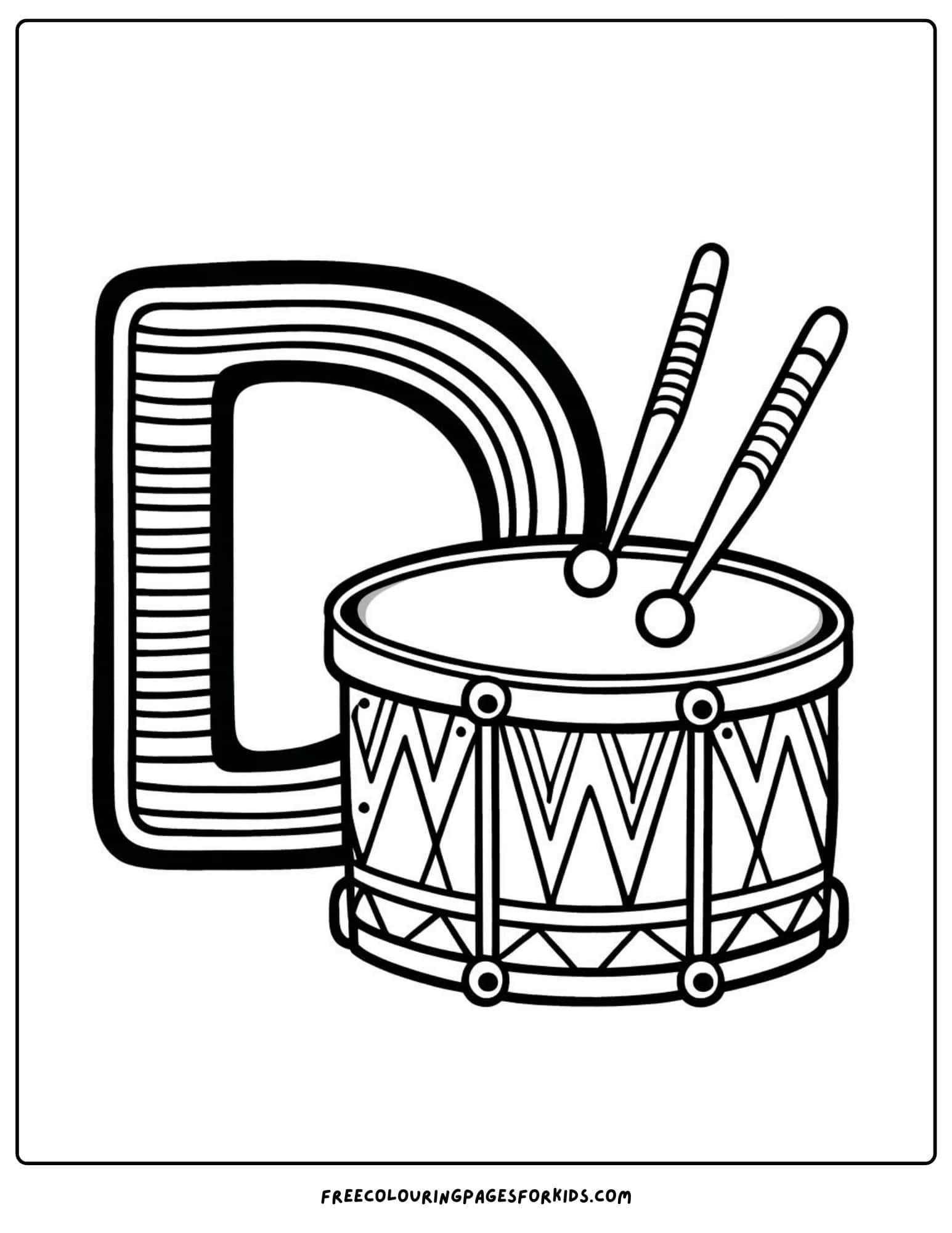 letter d drums  coloring page