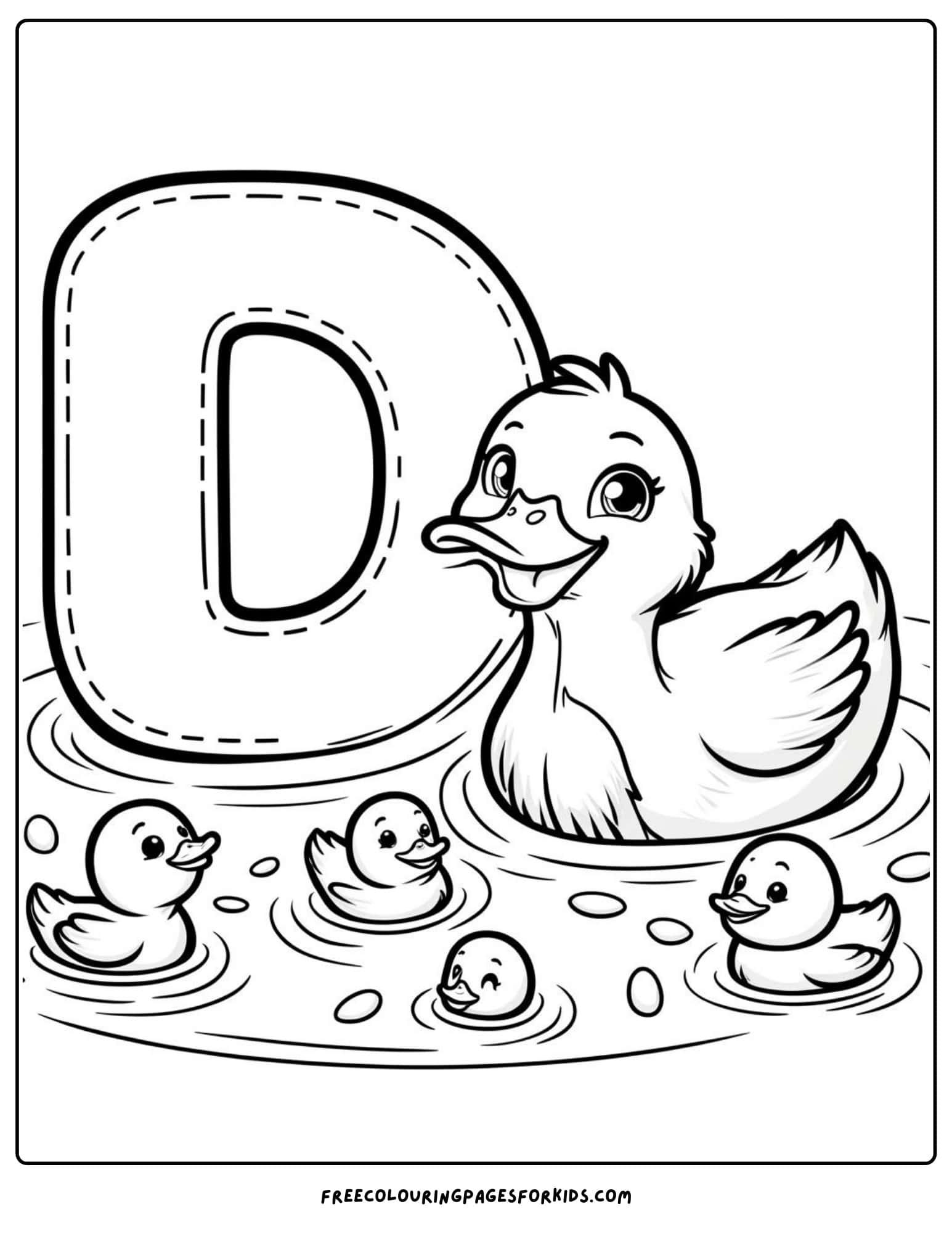 letter d ducks coloring page