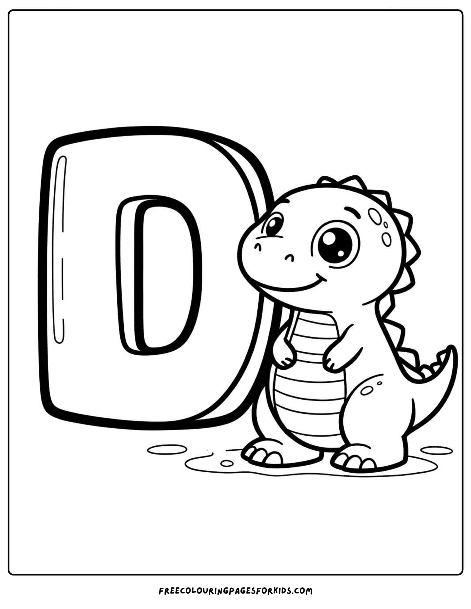 letter d dinosaur coloring page