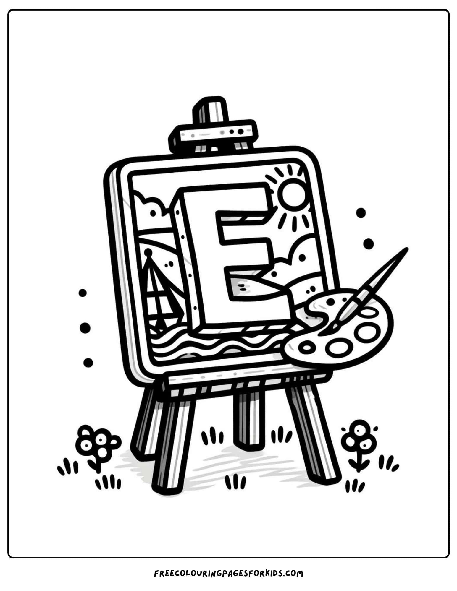 e for easel coloring page