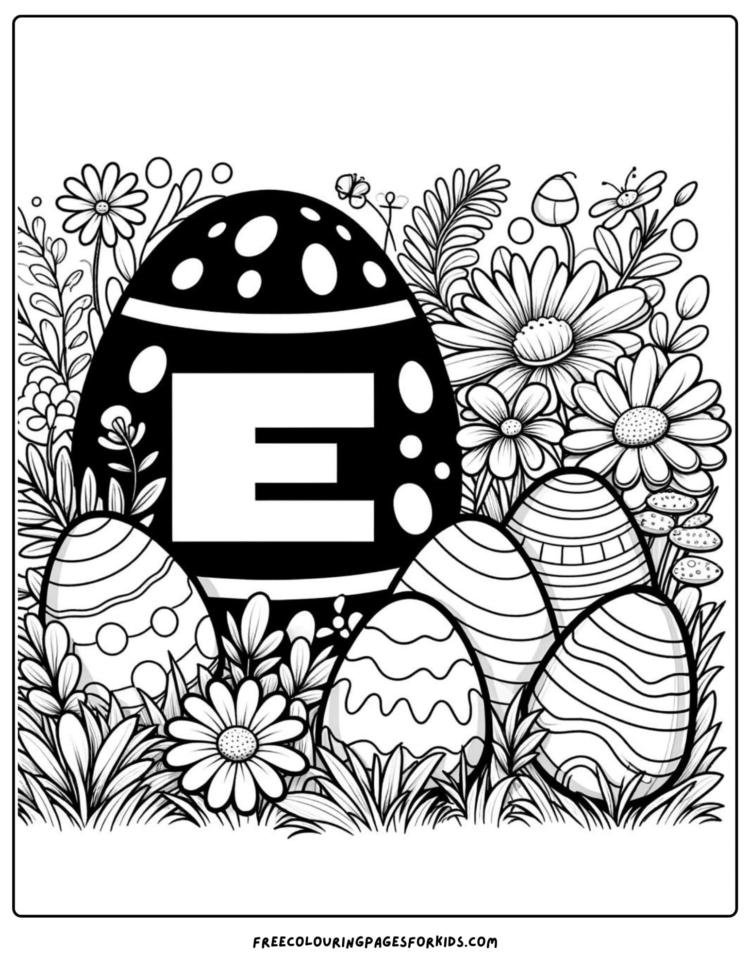 e for easter egg coloring page