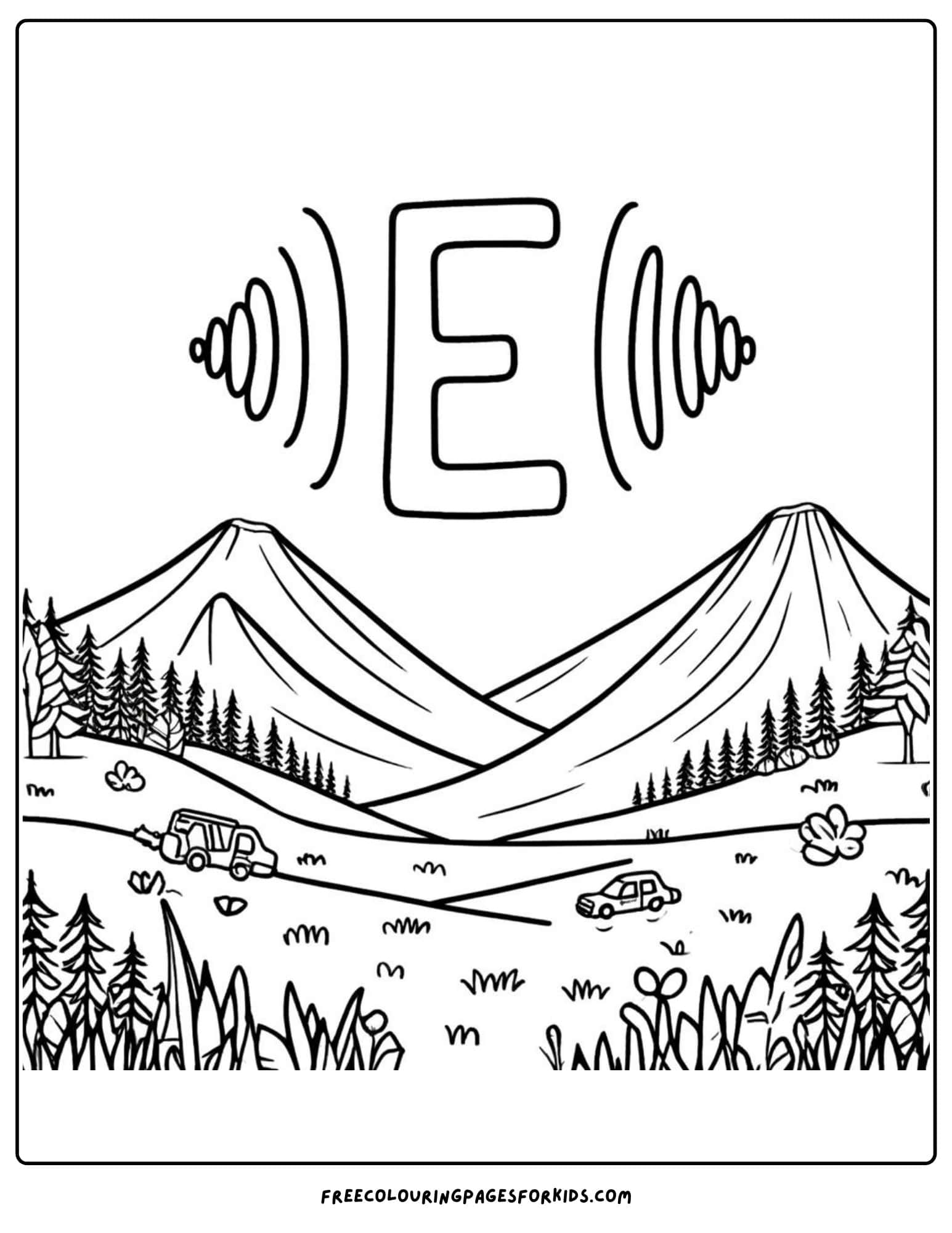 e for echo coloring page