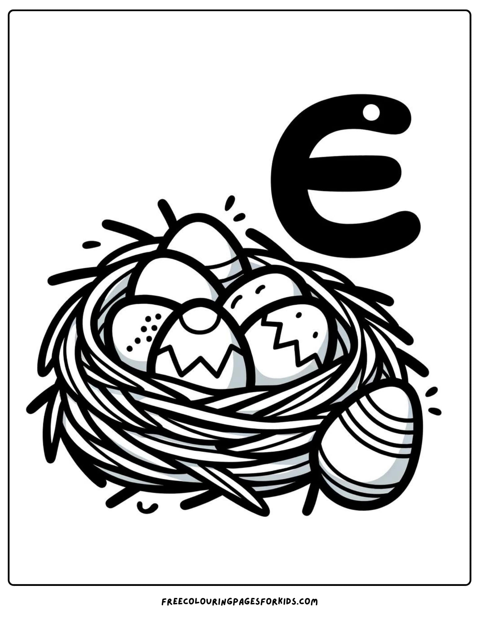 e for eggs coloring page