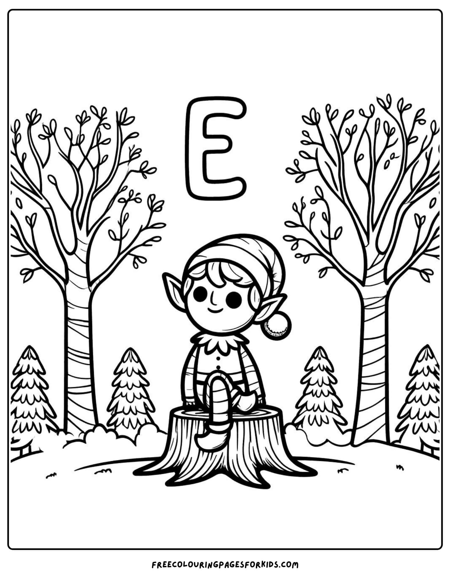 e for elf coloring page