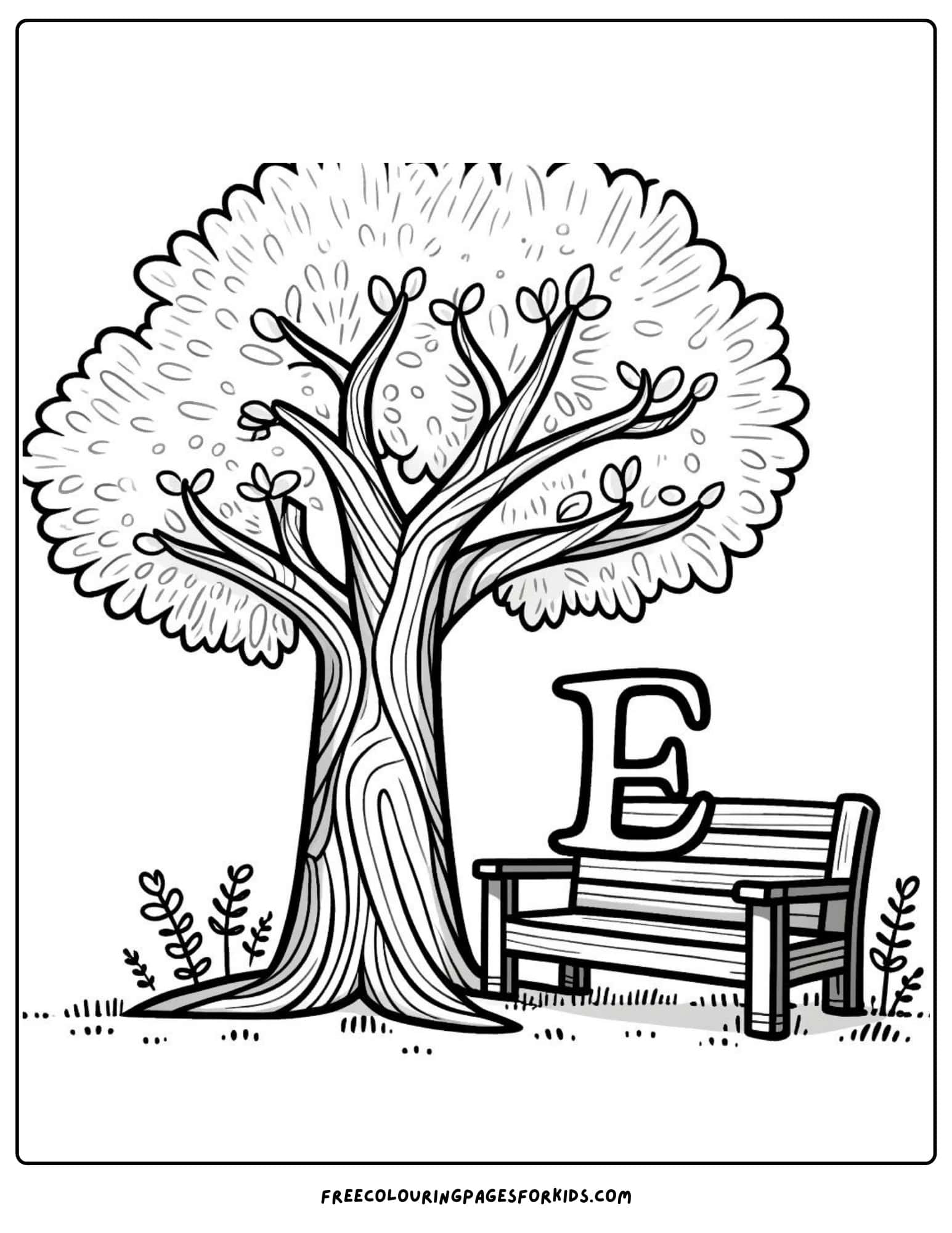 e for elm tree coloring page