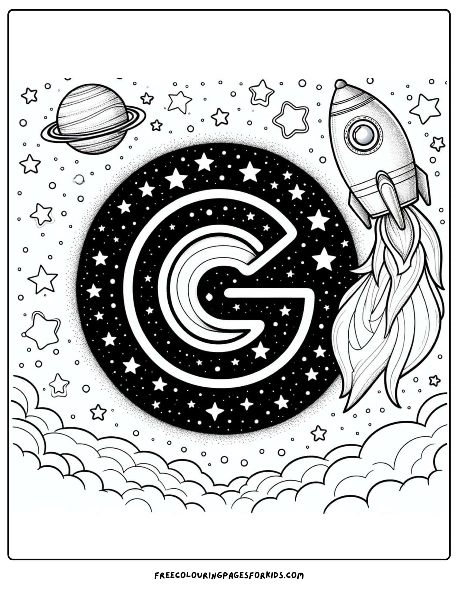 letter g for galaxy coloring page