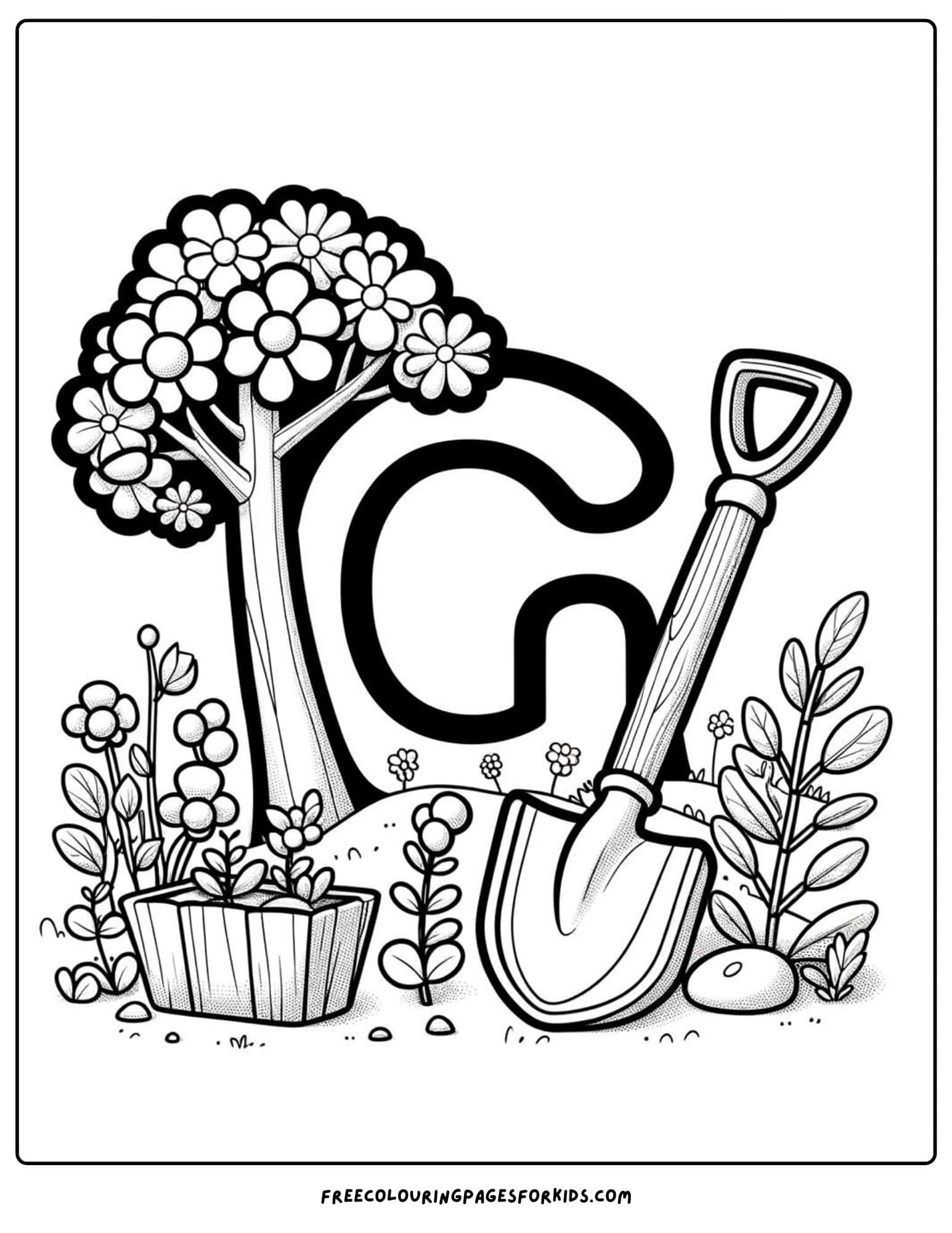 letter g for garden coloring page