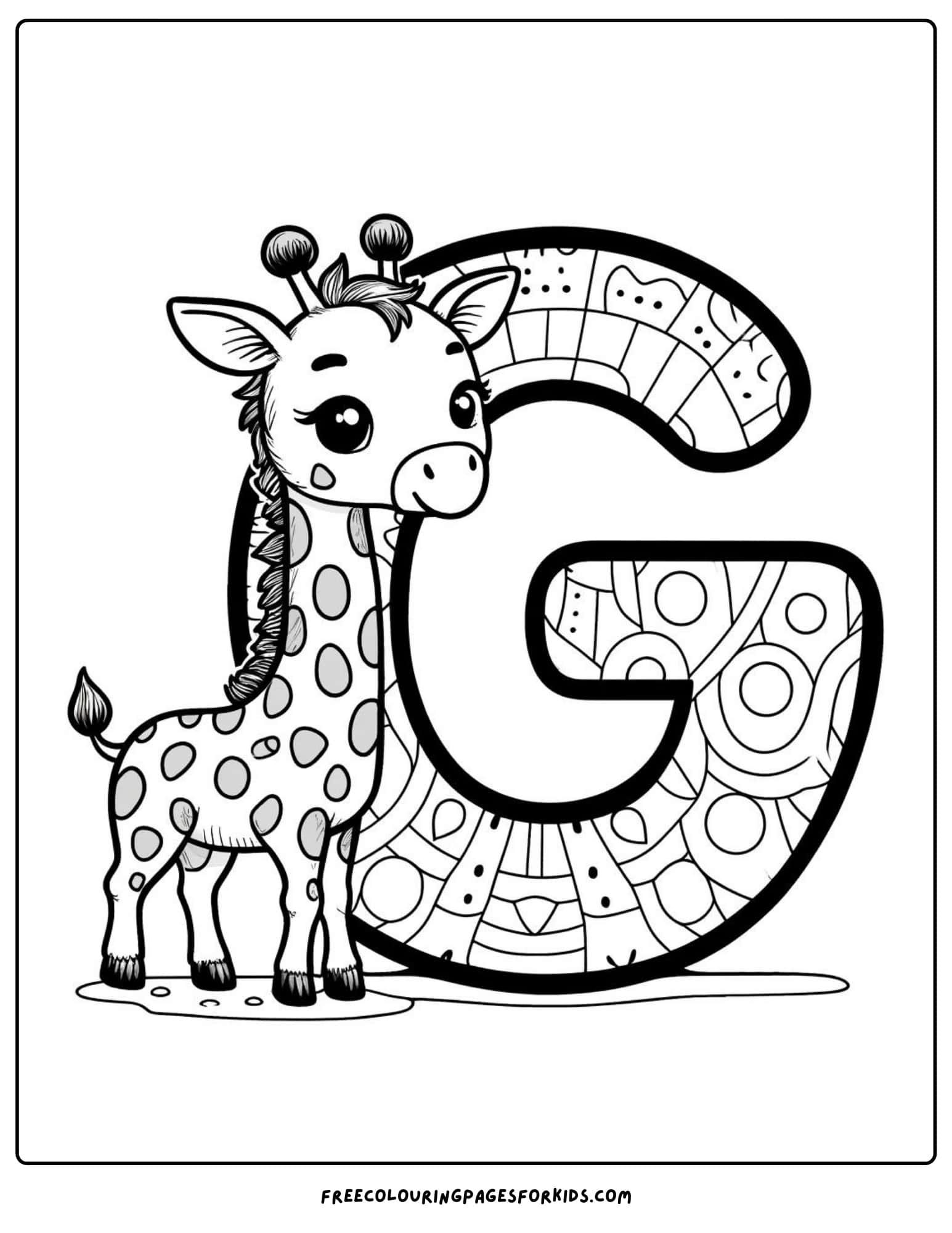 letter g giraffe coloring page