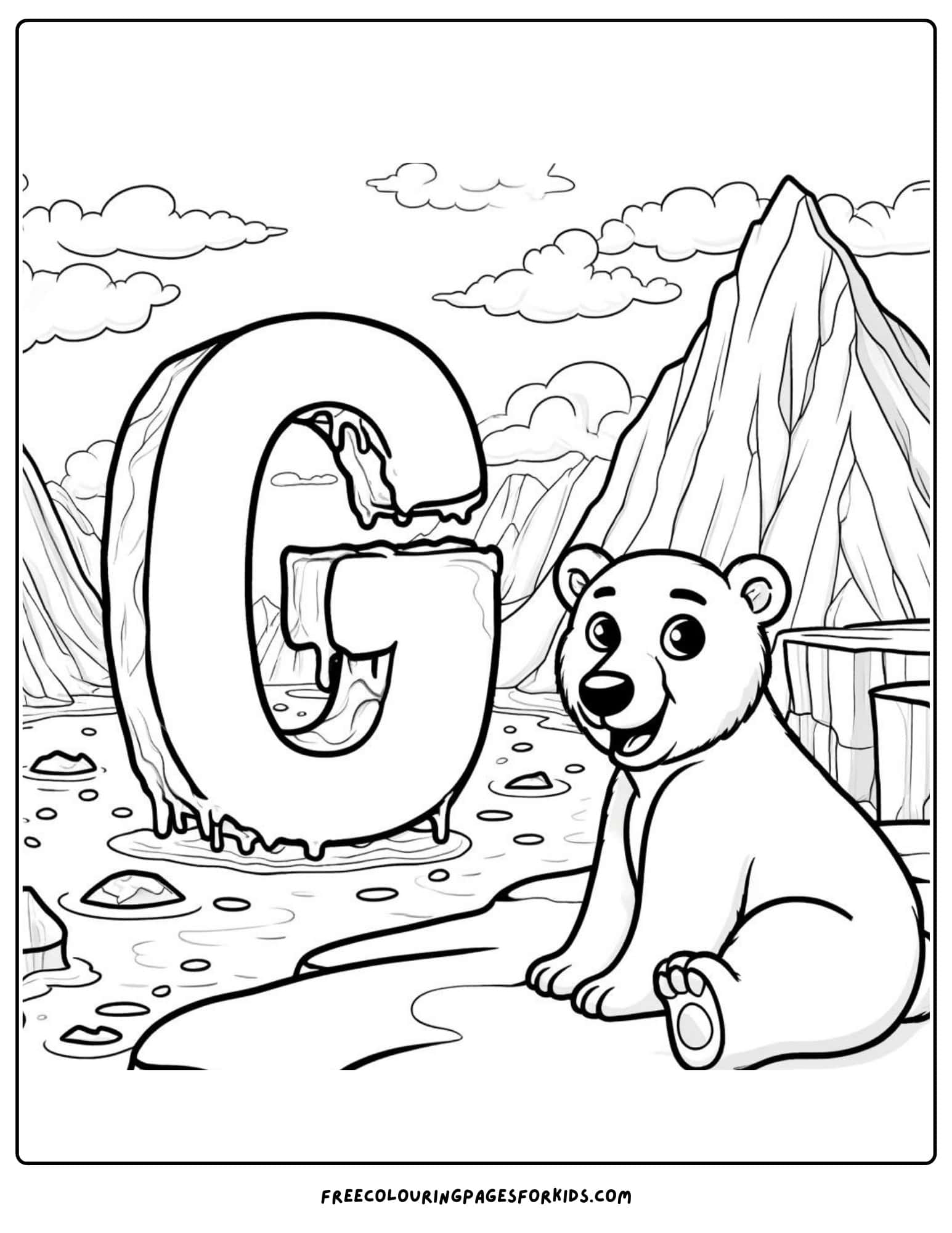 letter g for glacier coloring page