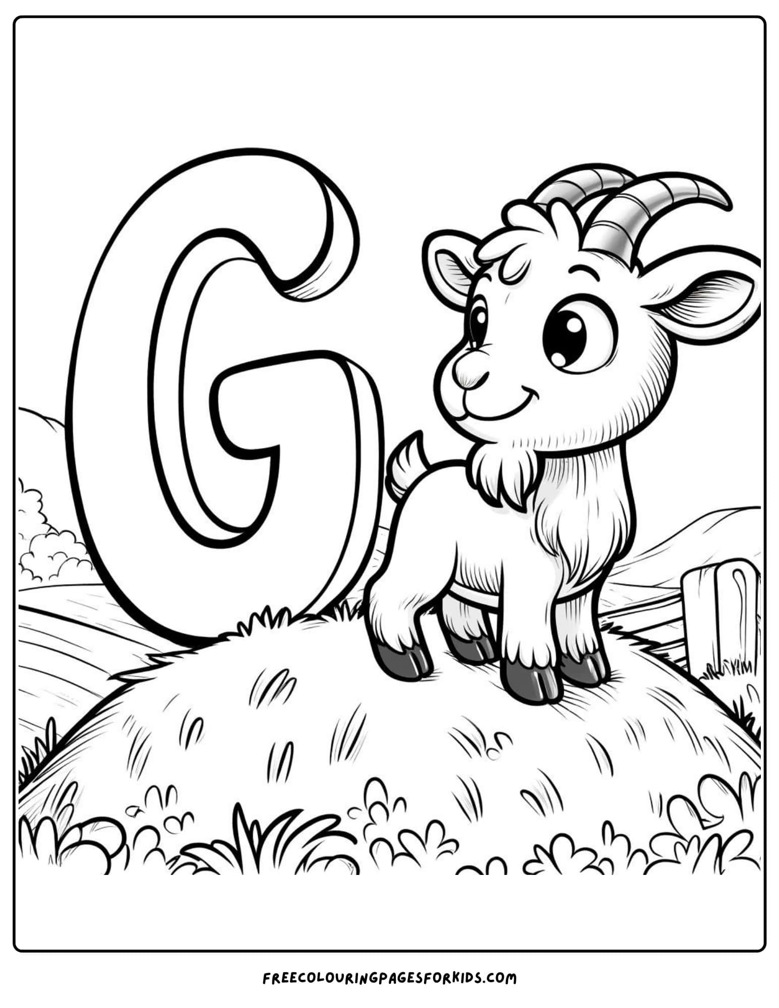 letter g for goat coloring page