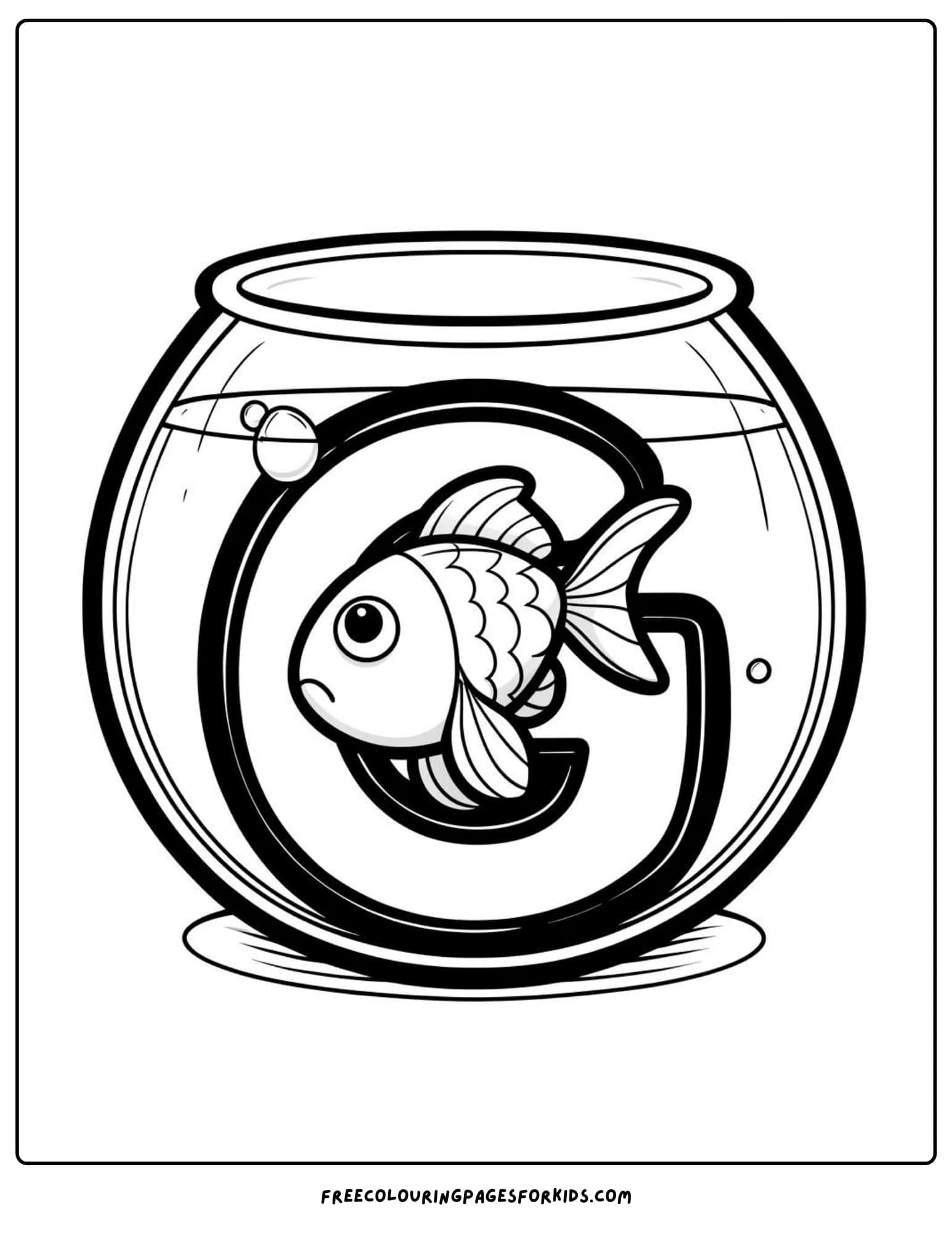 letter g for goldfish coloring page