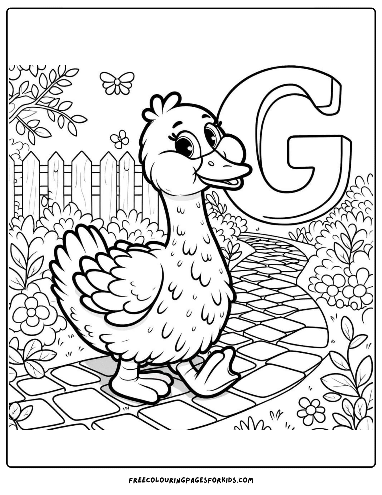 letter g for goose coloring page