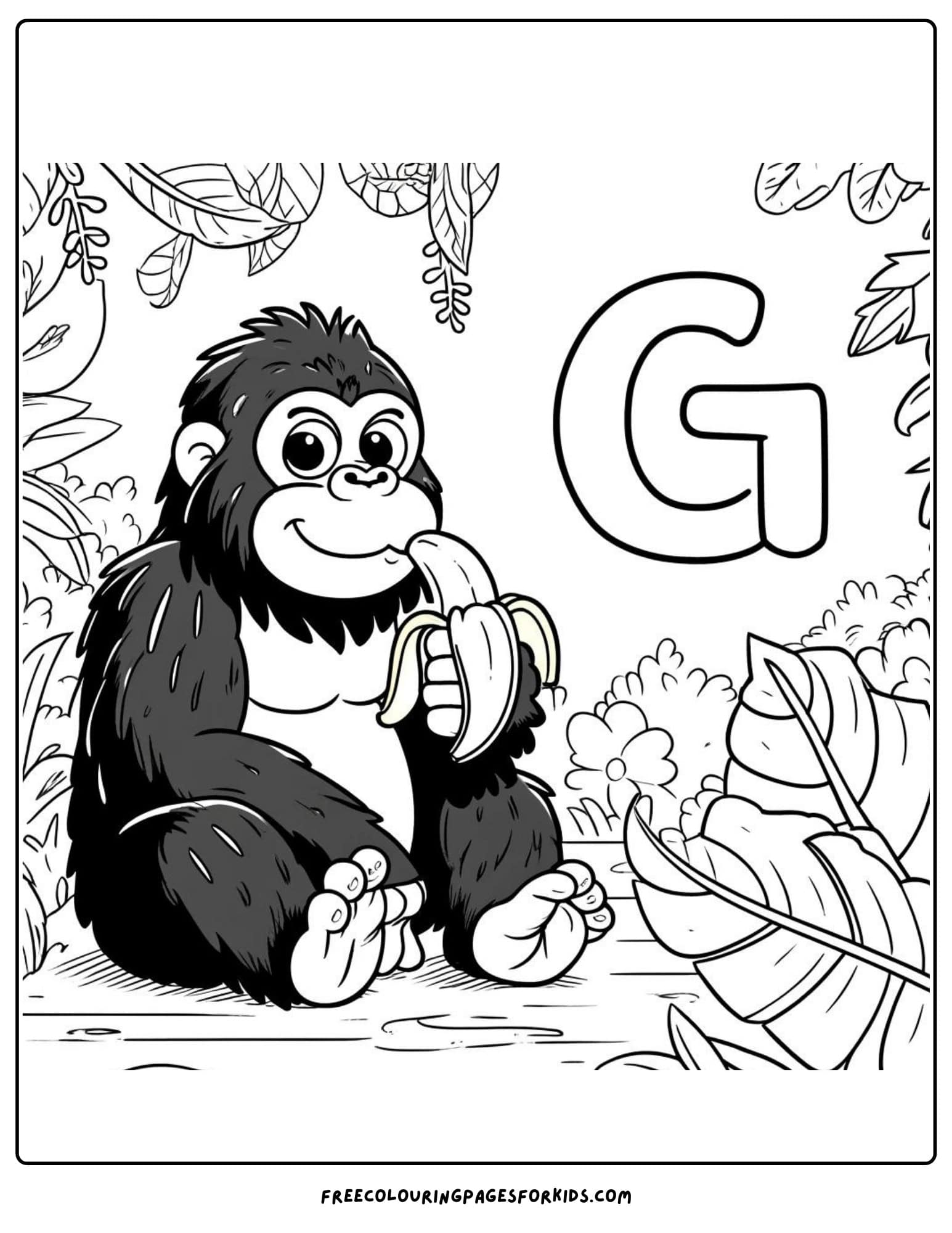 letter g for gorilla coloring page