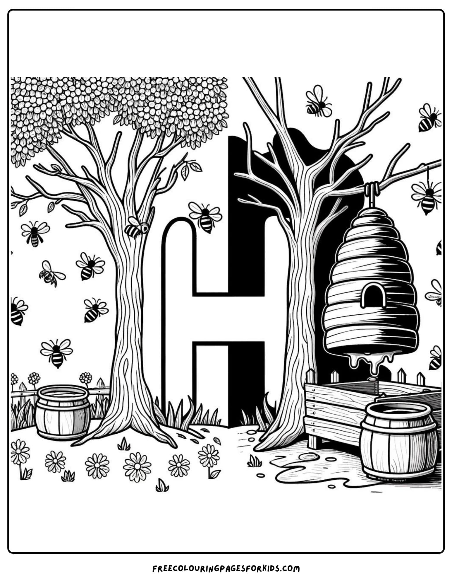 h for honey coloring page