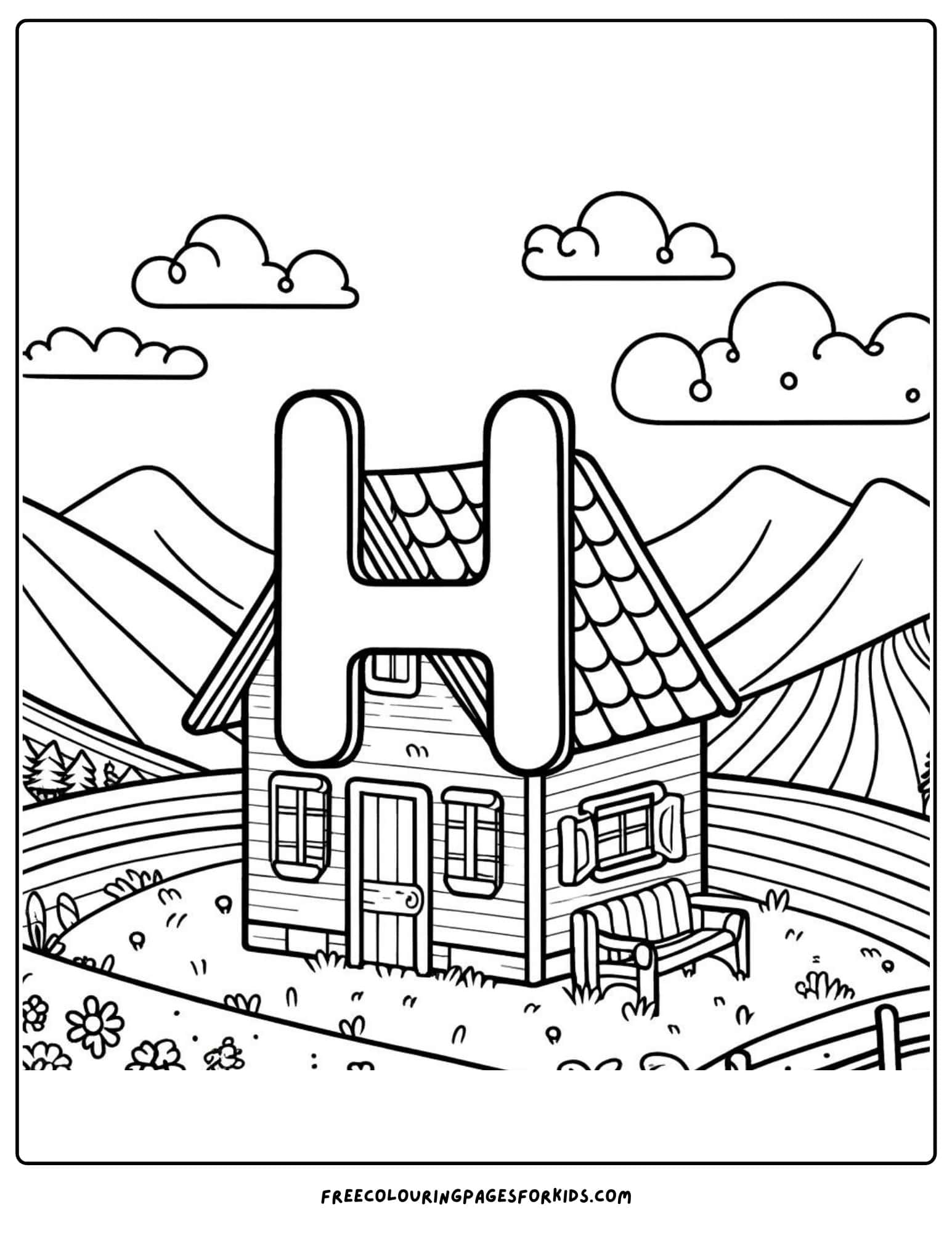 h for house coloring page