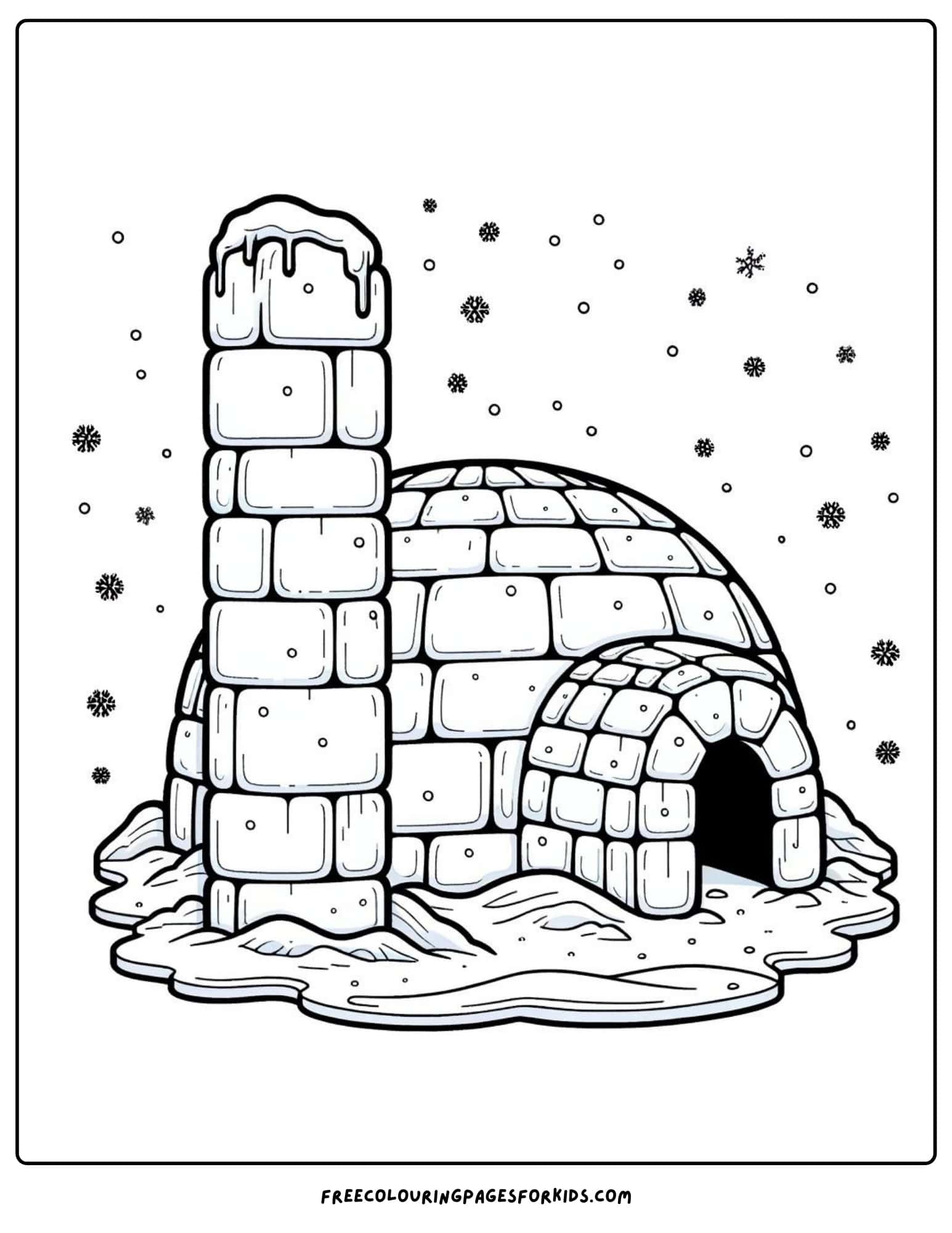 letter I for igloo coloring page