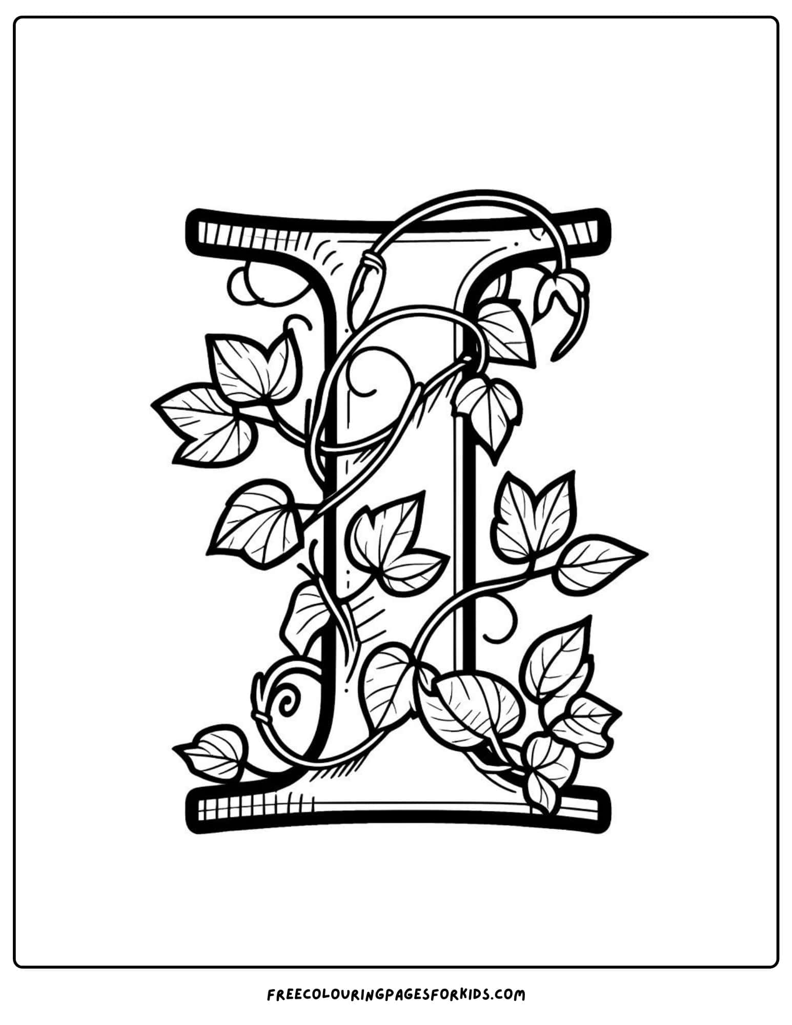 letter I for ivy coloring page