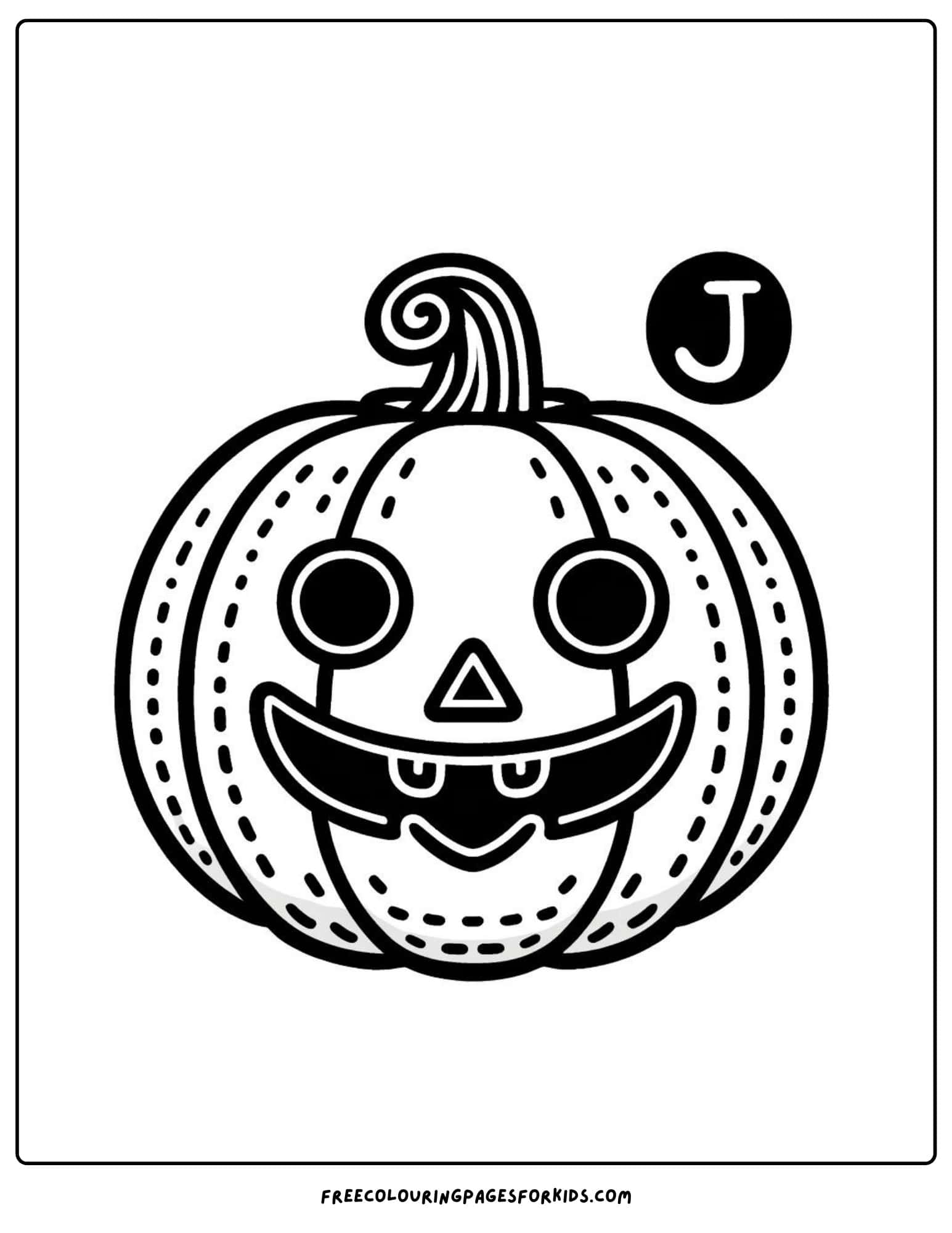 letter j for jack o'lantern coloring page