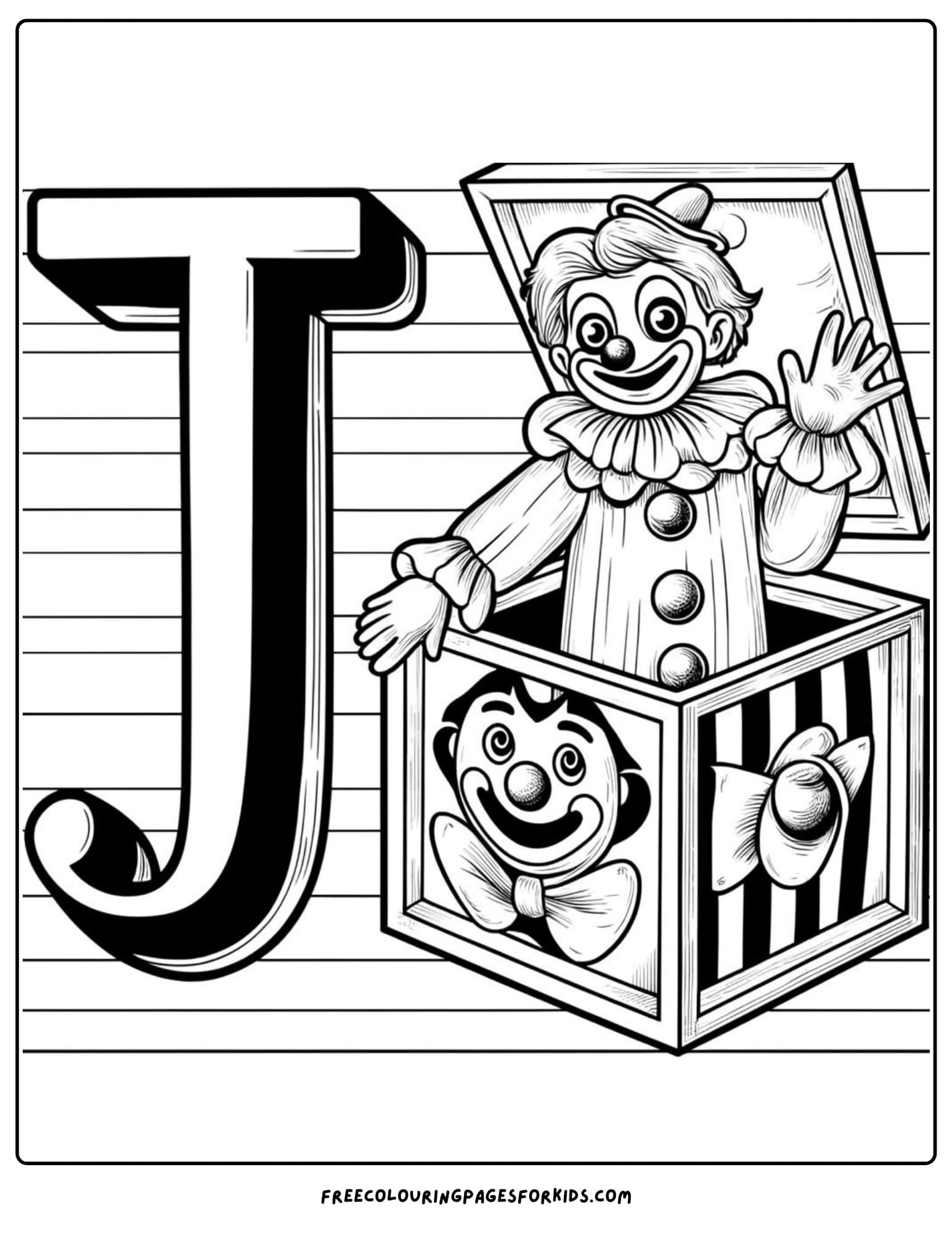 letter j for jack in a box coloring page